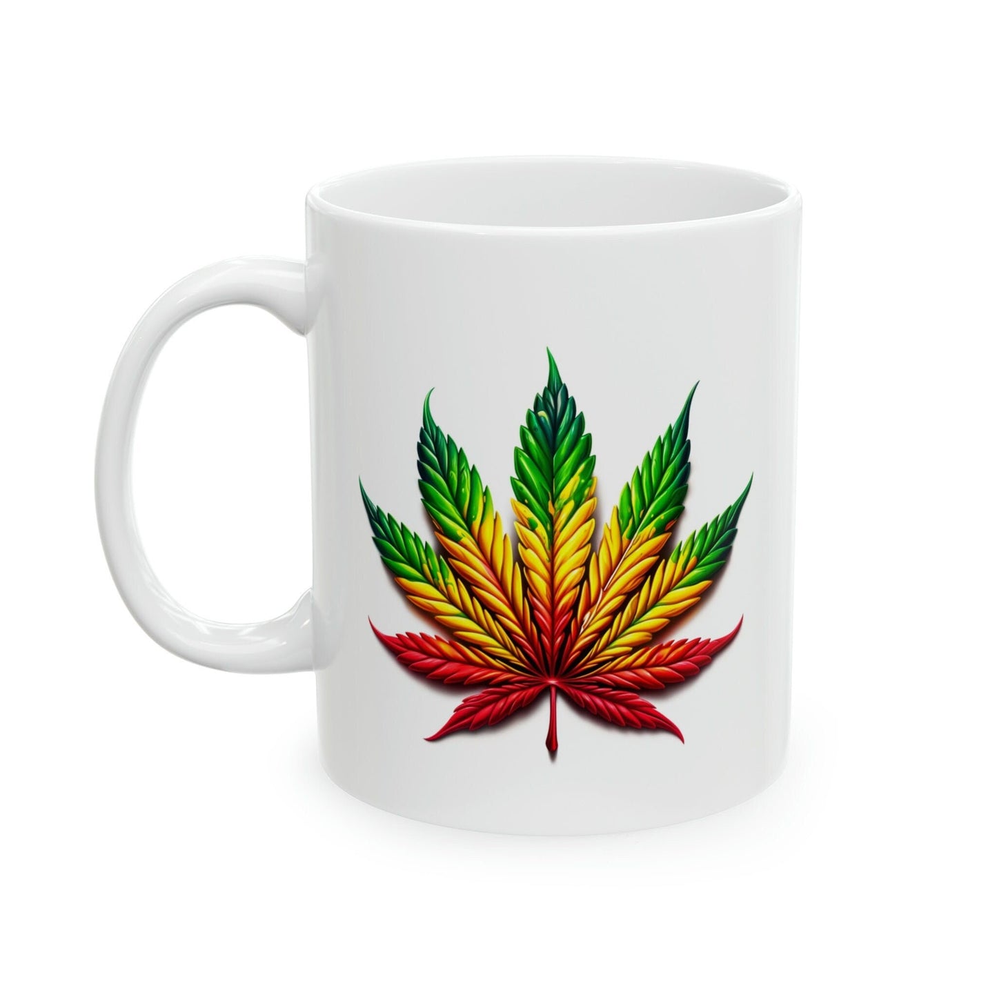 RASTA WEED LEAF - Marijuana Themed Coffee Mugs - Perfect Gift for Smokers / Stoners; Wake and Bake Mug - Weed Mug / Stoner Mug