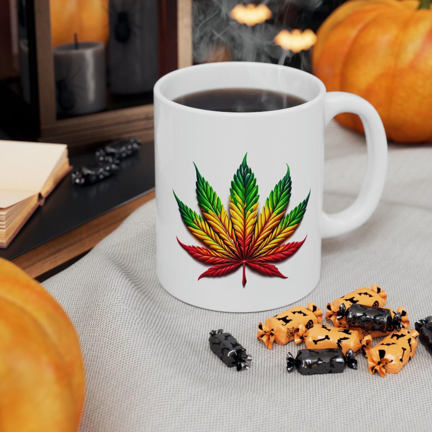 RASTA WEED LEAF - Marijuana Themed Coffee Mugs - Perfect Gift for Smokers / Stoners; Wake and Bake Mug - Weed Mug / Stoner Mug