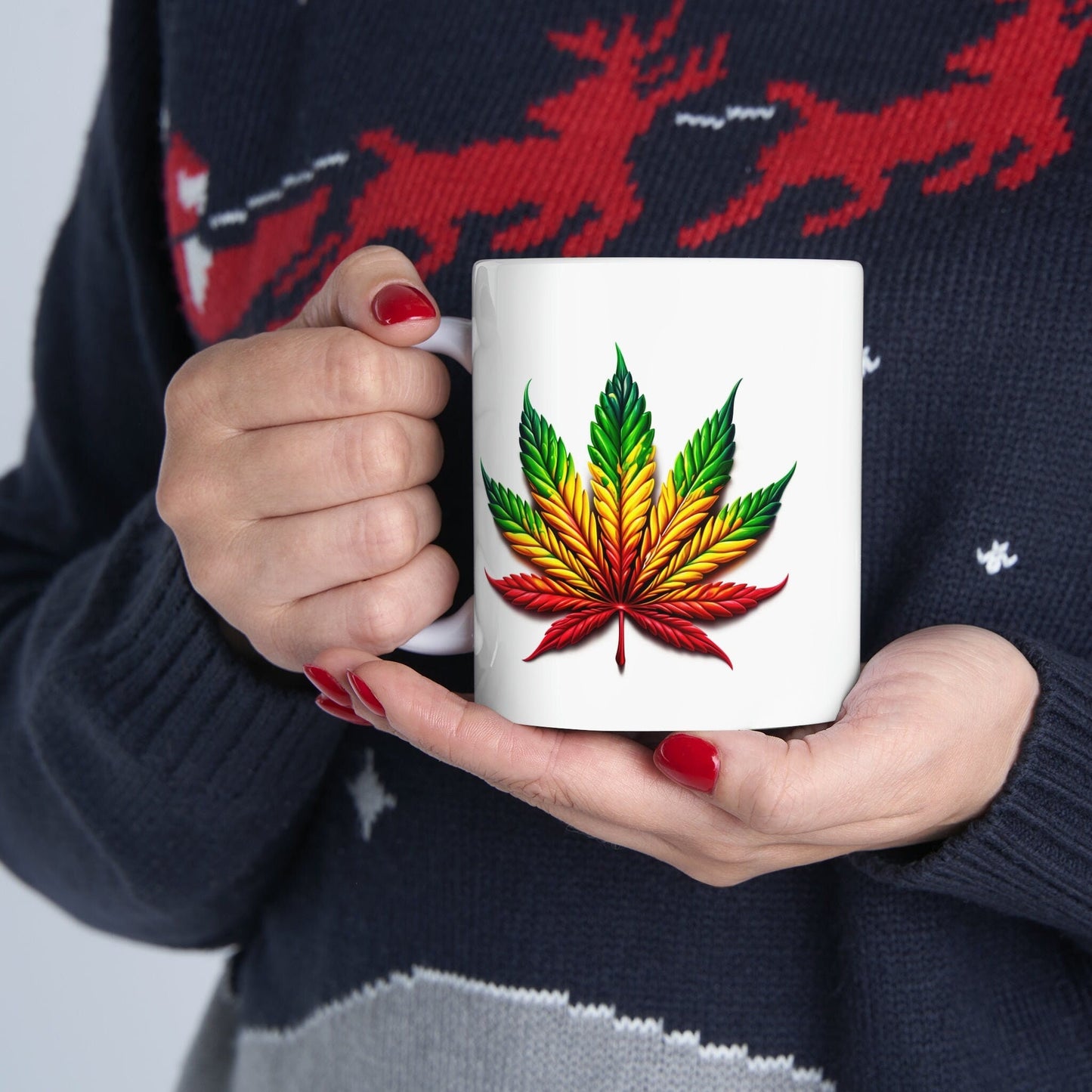 RASTA WEED LEAF - Marijuana Themed Coffee Mugs - Perfect Gift for Smokers / Stoners; Wake and Bake Mug - Weed Mug / Stoner Mug