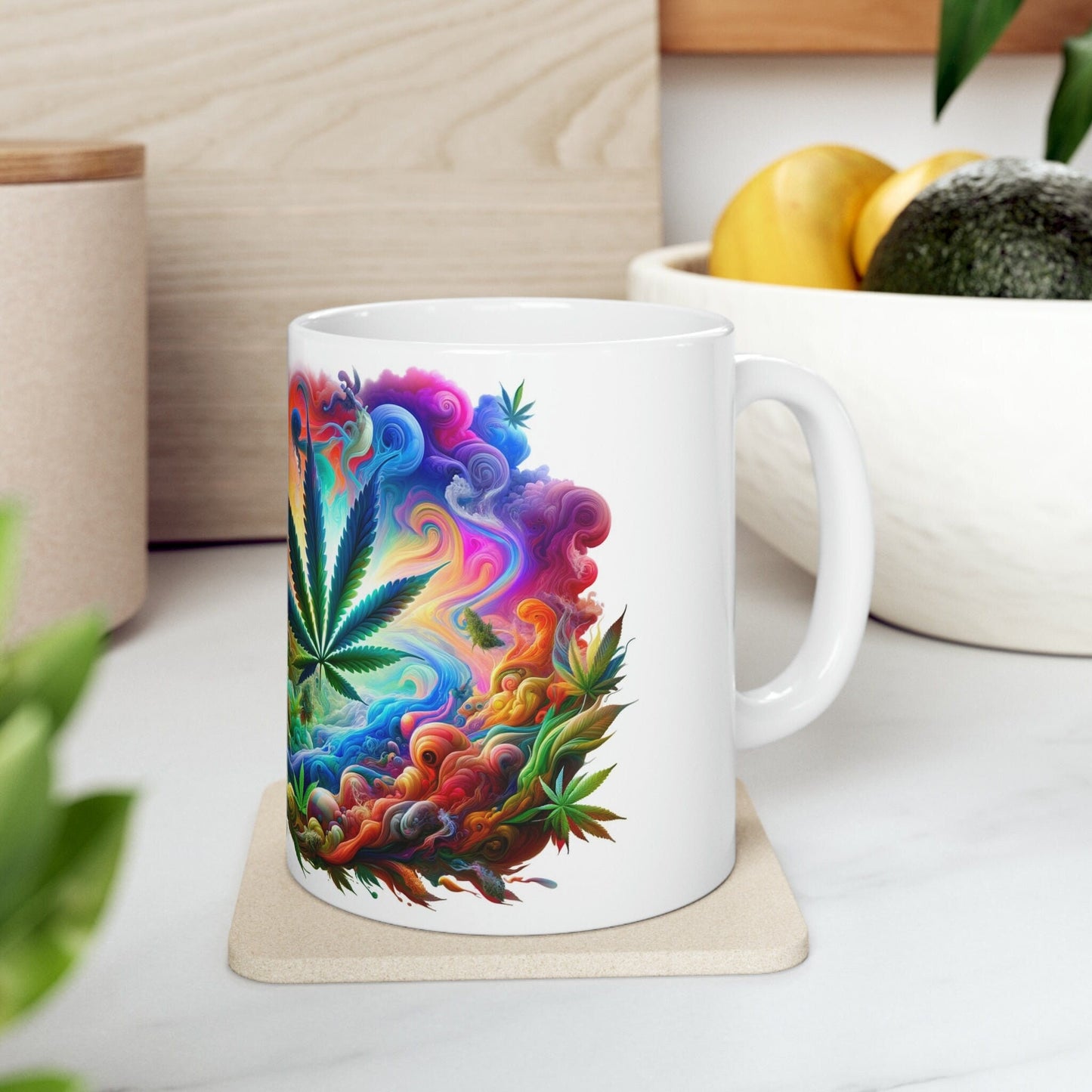 ARTSY WEED Mug - Marijuana Themed Coffee Mugs - Perfect Gift for Smokers / Stoners; Wake and Bake Mug - Weed Mug / Stoner Mug