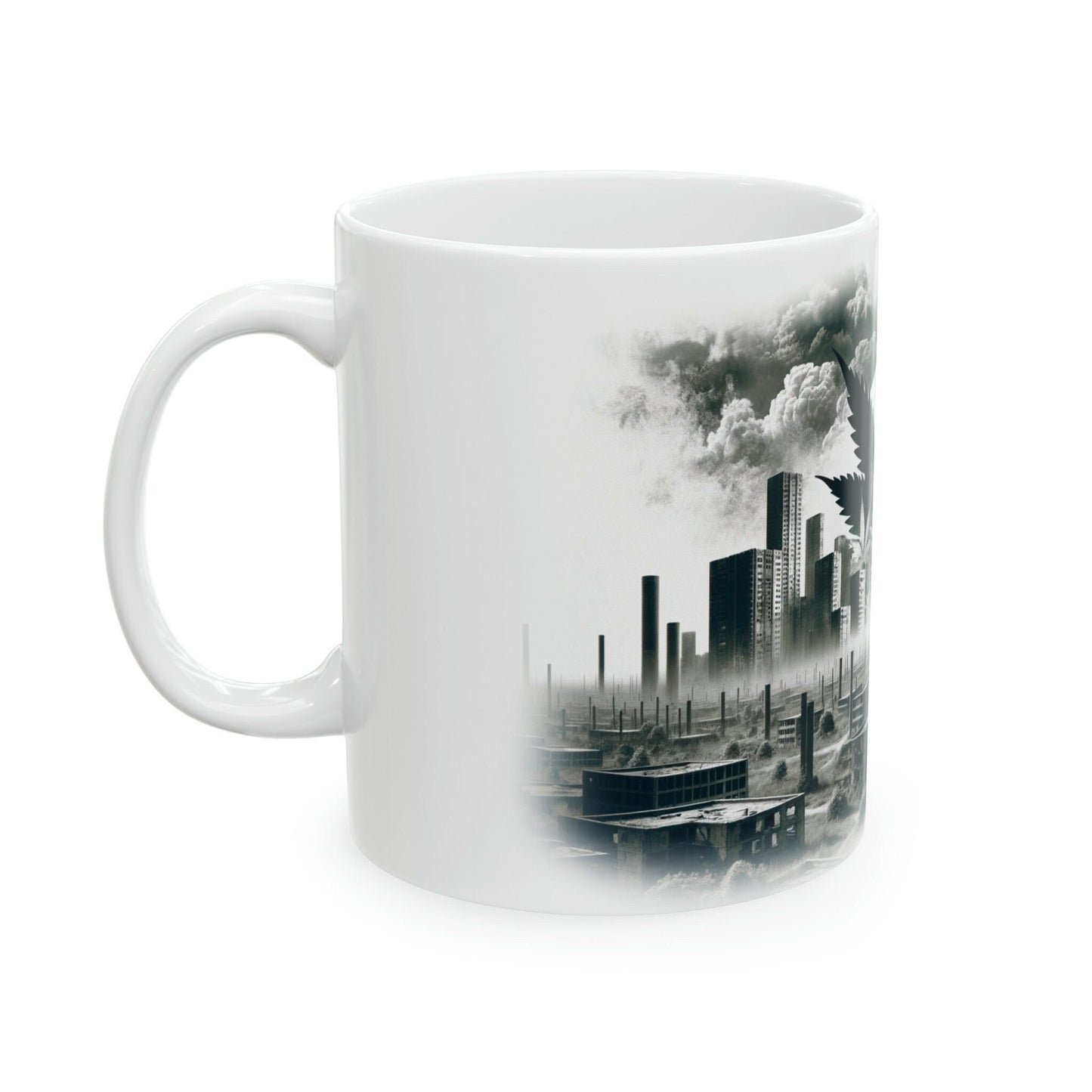 DYSTOPIAN WEED CITY - Marijuana Themed Coffee Mugs - Perfect Gift for Smokers / Stoners; Wake and Bake Mug - Weed Mug / Stoner Mug