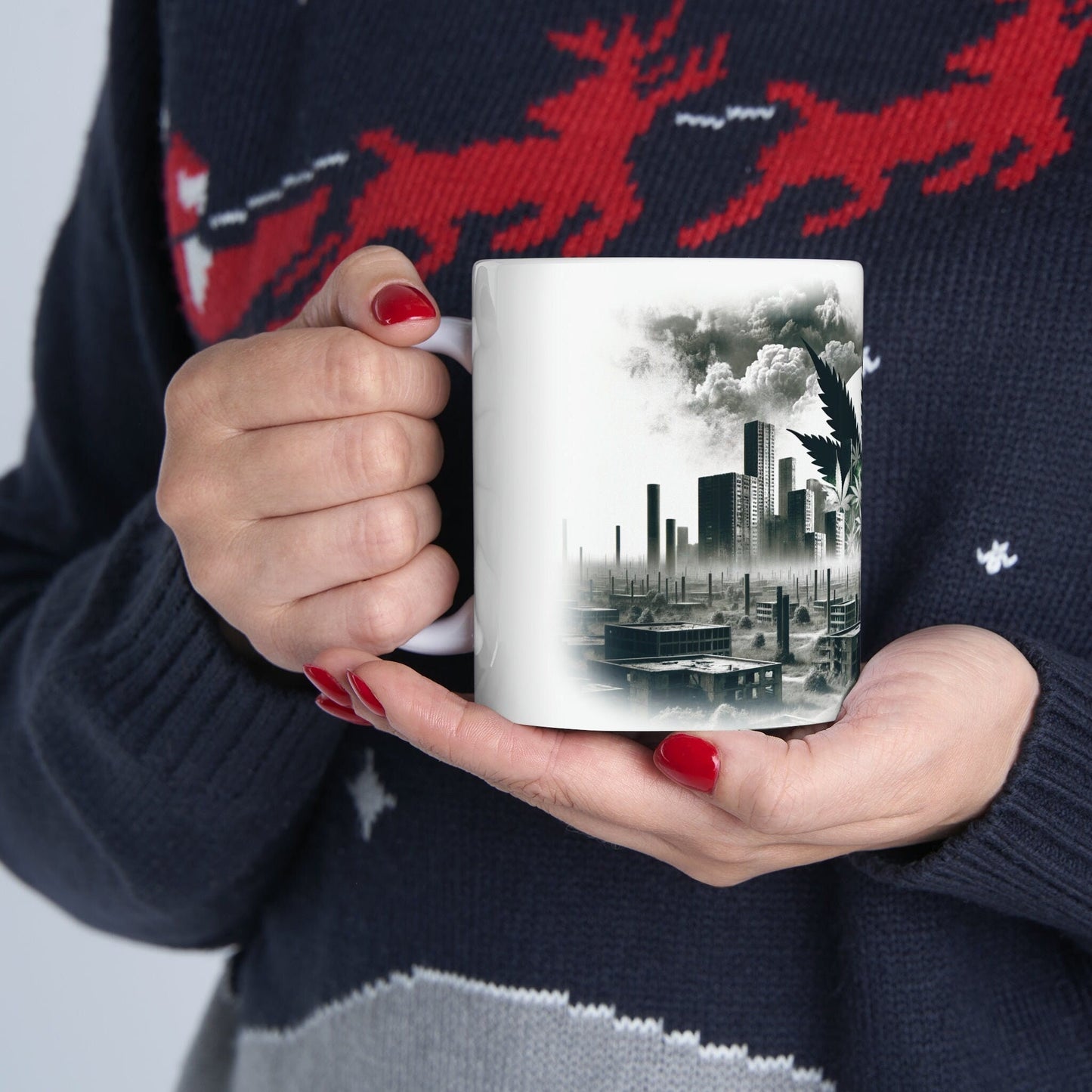 DYSTOPIAN WEED CITY - Marijuana Themed Coffee Mugs - Perfect Gift for Smokers / Stoners; Wake and Bake Mug - Weed Mug / Stoner Mug