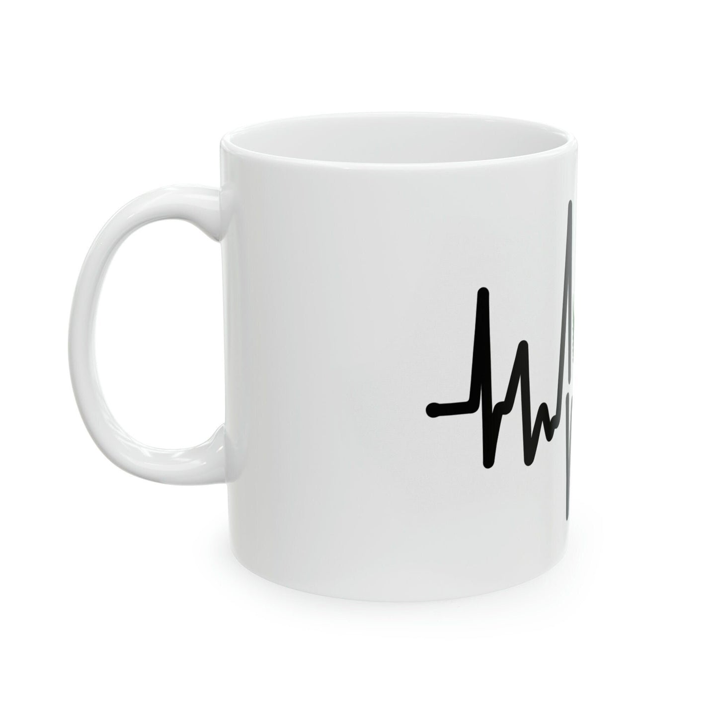 WEED HEARTBEAT - Marijuana Themed Coffee Mugs - Perfect Gift for Smoker, Stoners, Marijuana Lover; Wake and Bake Mug - Weed Mug / Stoner Mug