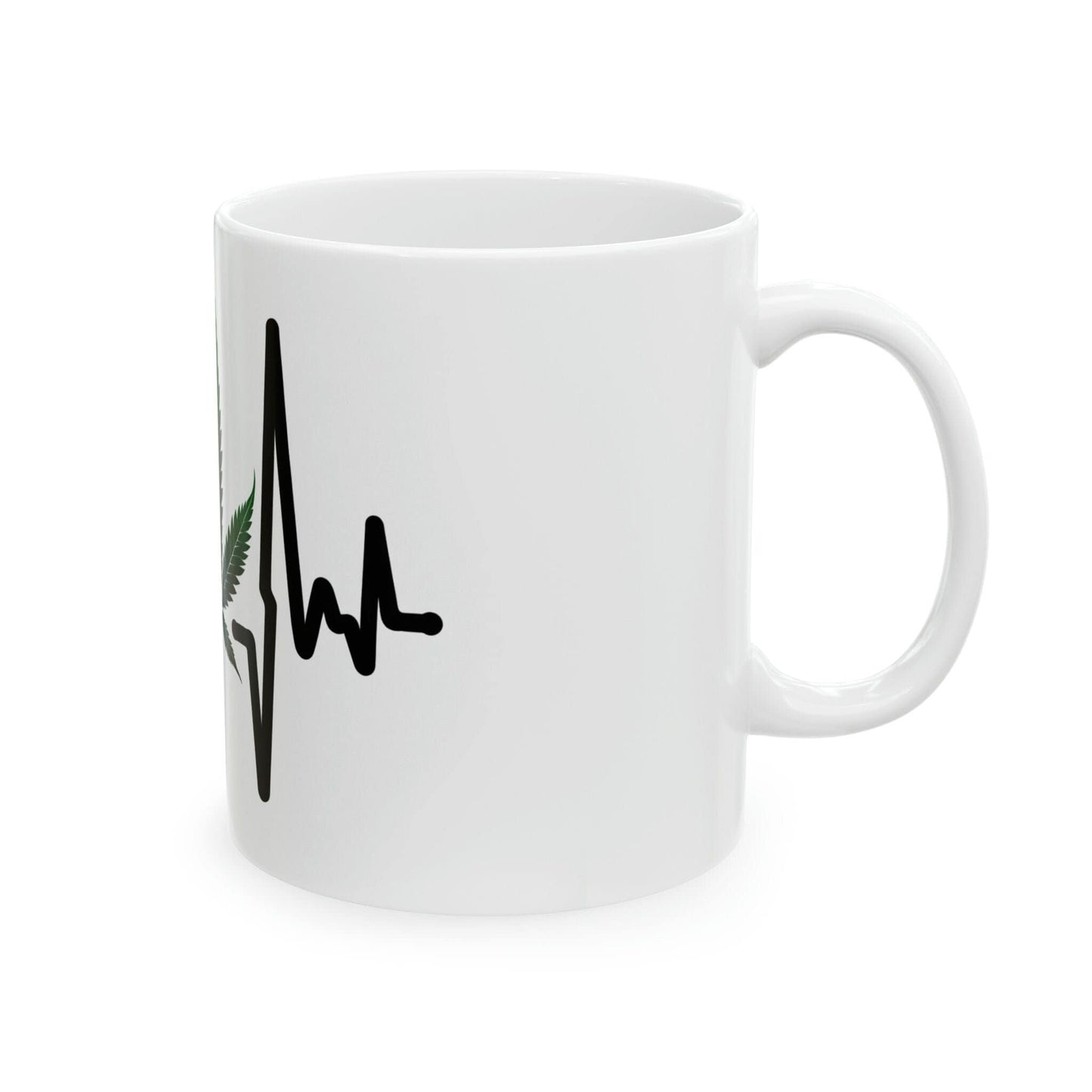WEED HEARTBEAT - Marijuana Themed Coffee Mugs - Perfect Gift for Smoker, Stoners, Marijuana Lover; Wake and Bake Mug - Weed Mug / Stoner Mug