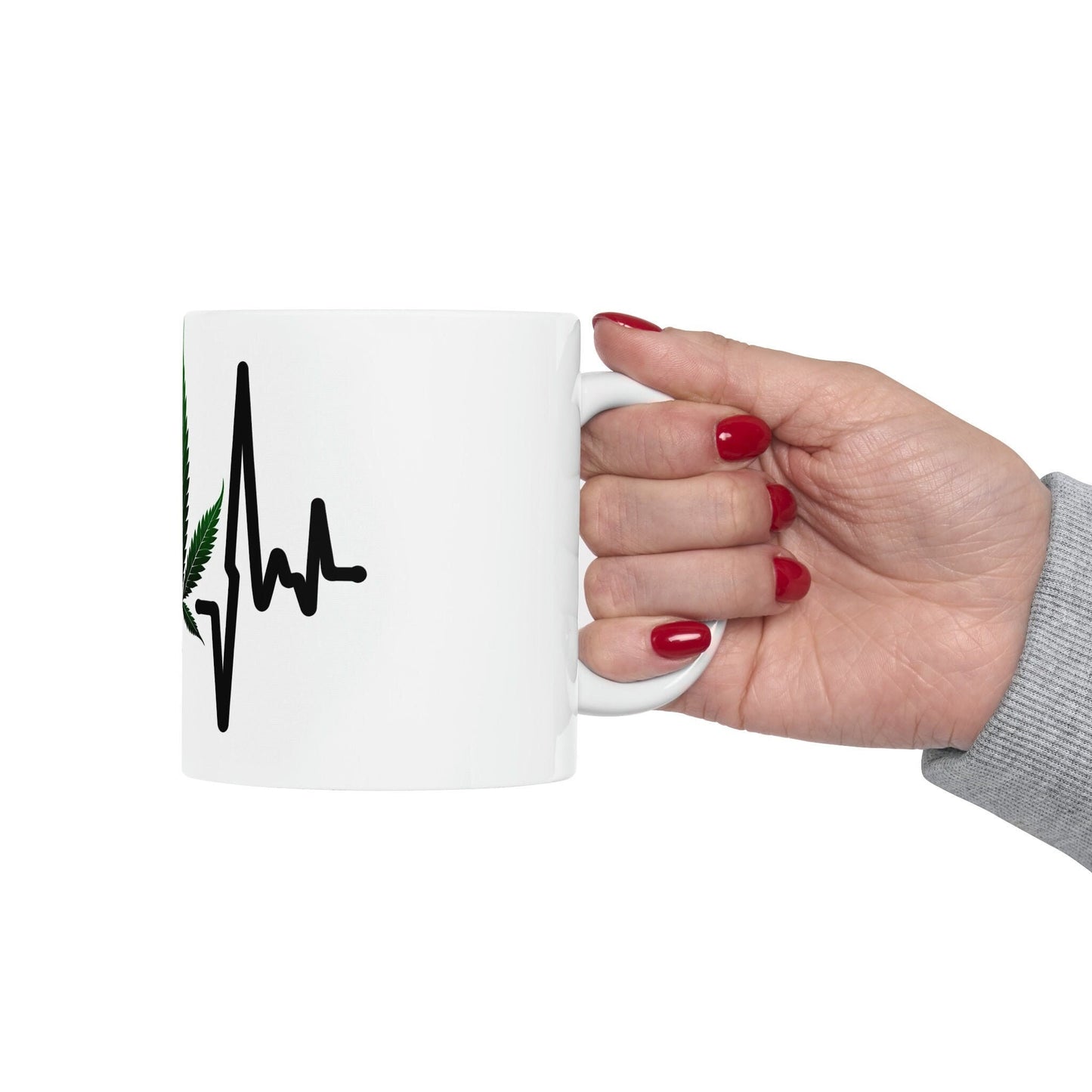 WEED HEARTBEAT - Marijuana Themed Coffee Mugs - Perfect Gift for Smoker, Stoners, Marijuana Lover; Wake and Bake Mug - Weed Mug / Stoner Mug
