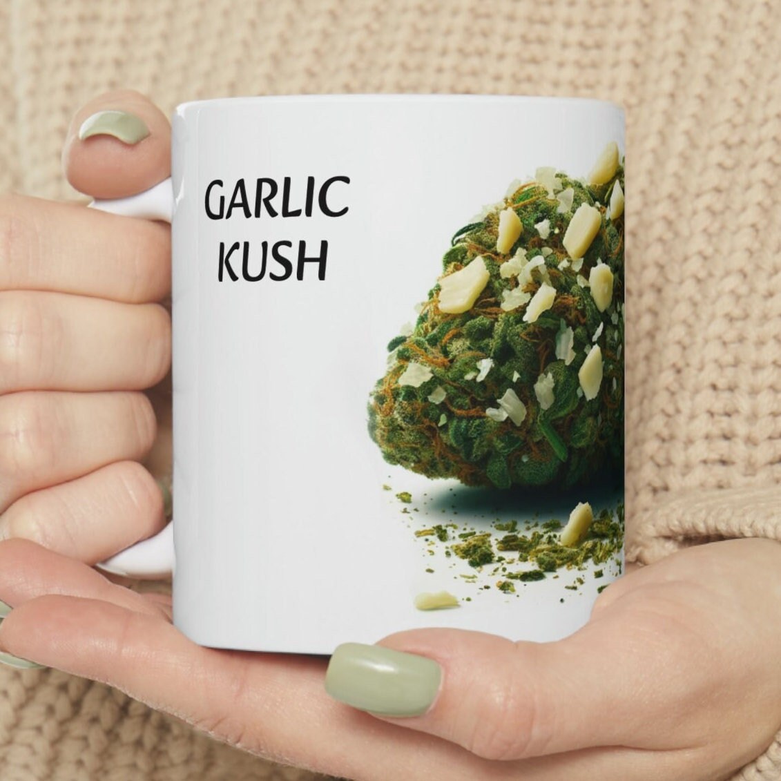 GARLIC KUSH - WEED Strain Themed Coffee Mugs - Perfect Gift for Smokers, Stoners, Marijuana Lovers; Wake and Bake Essentials