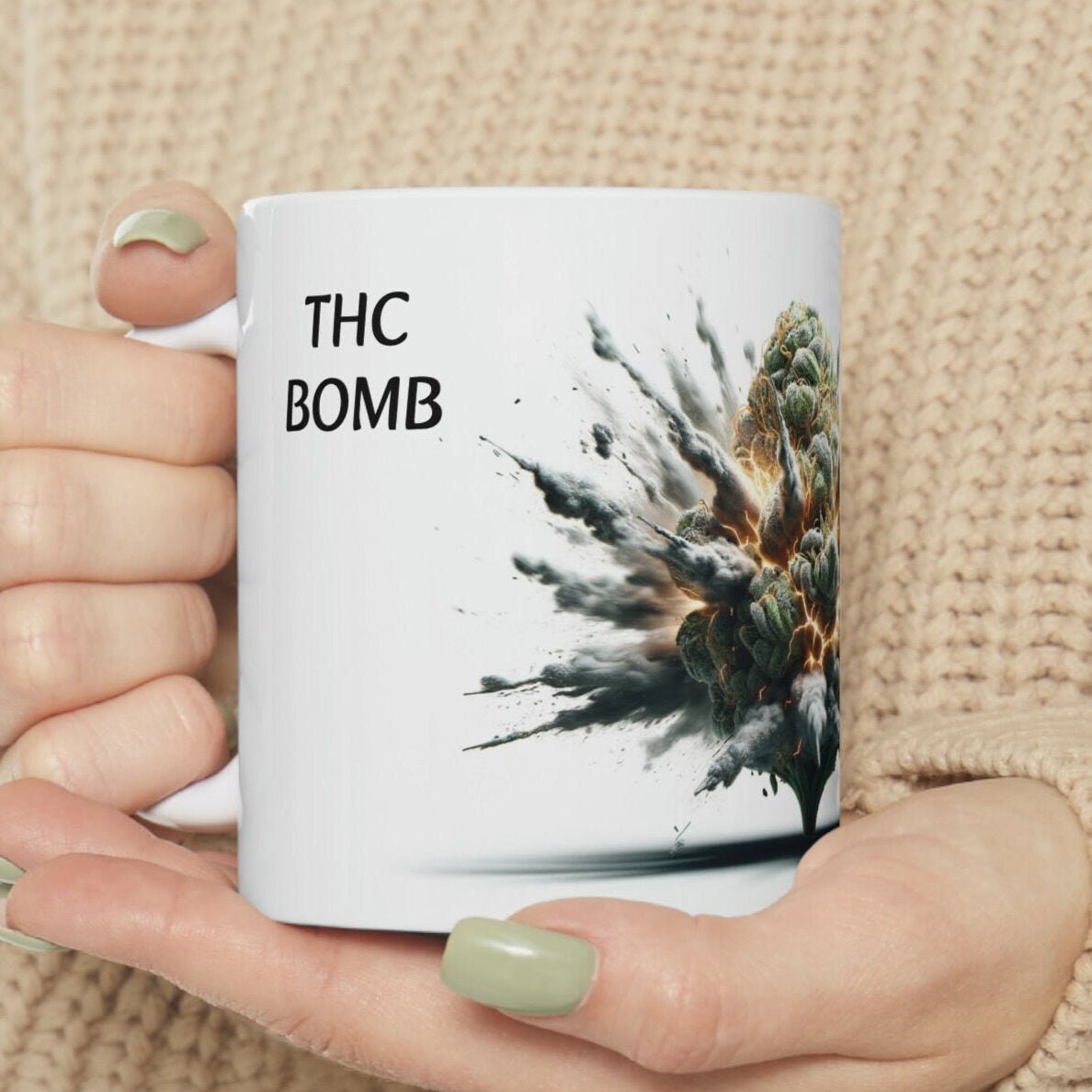 THC BOMB - WEED Strain Themed Coffee Mugs - Perfect Gift for Smokers, Stoners, Marijuana Lovers; Wake and Bake Essentials