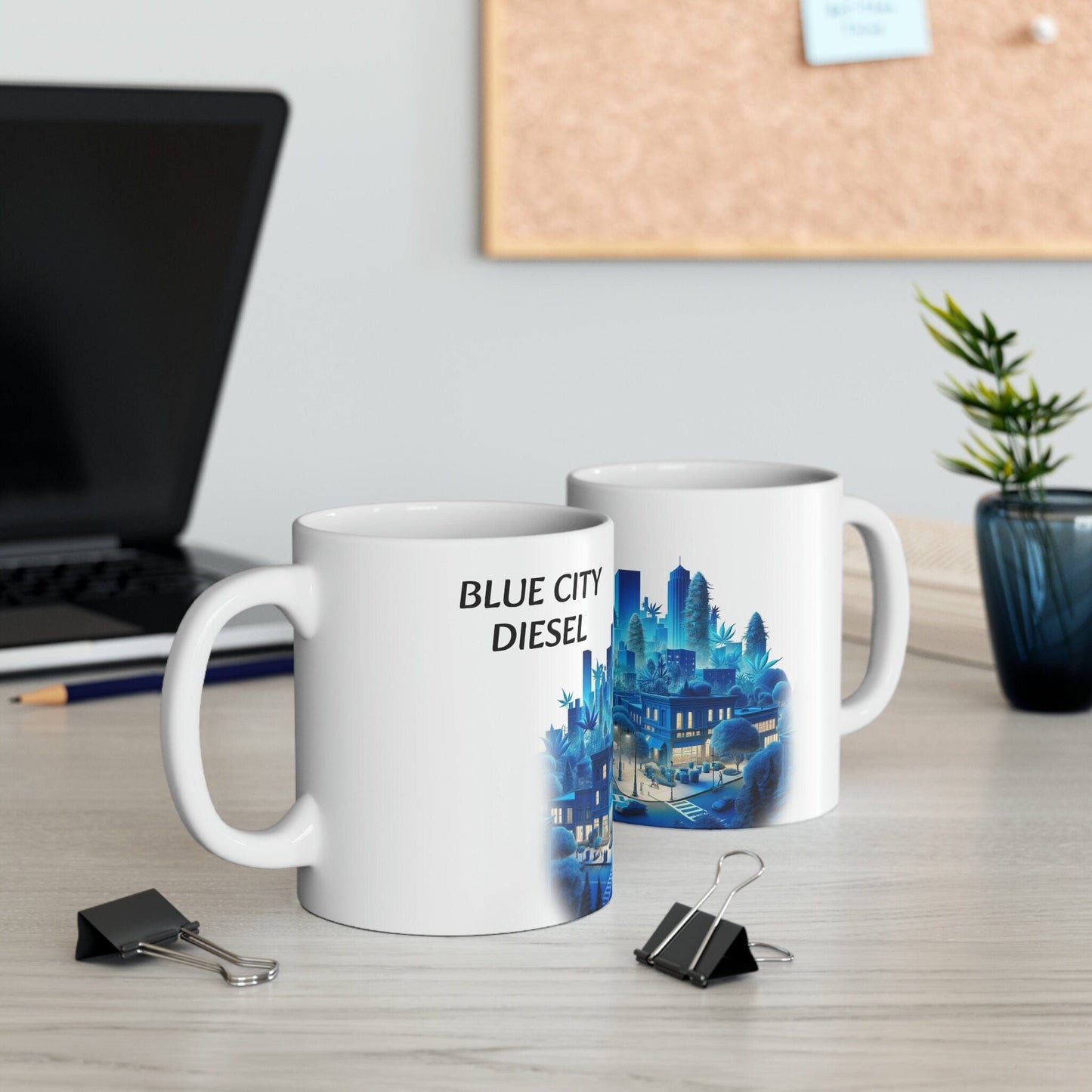 BLUE CITY Diesel - WEED Strain Themed Coffee Mugs - Perfect Gift for Smokers, Stoners, Marijuana Lovers; Wake and Bake Essentials