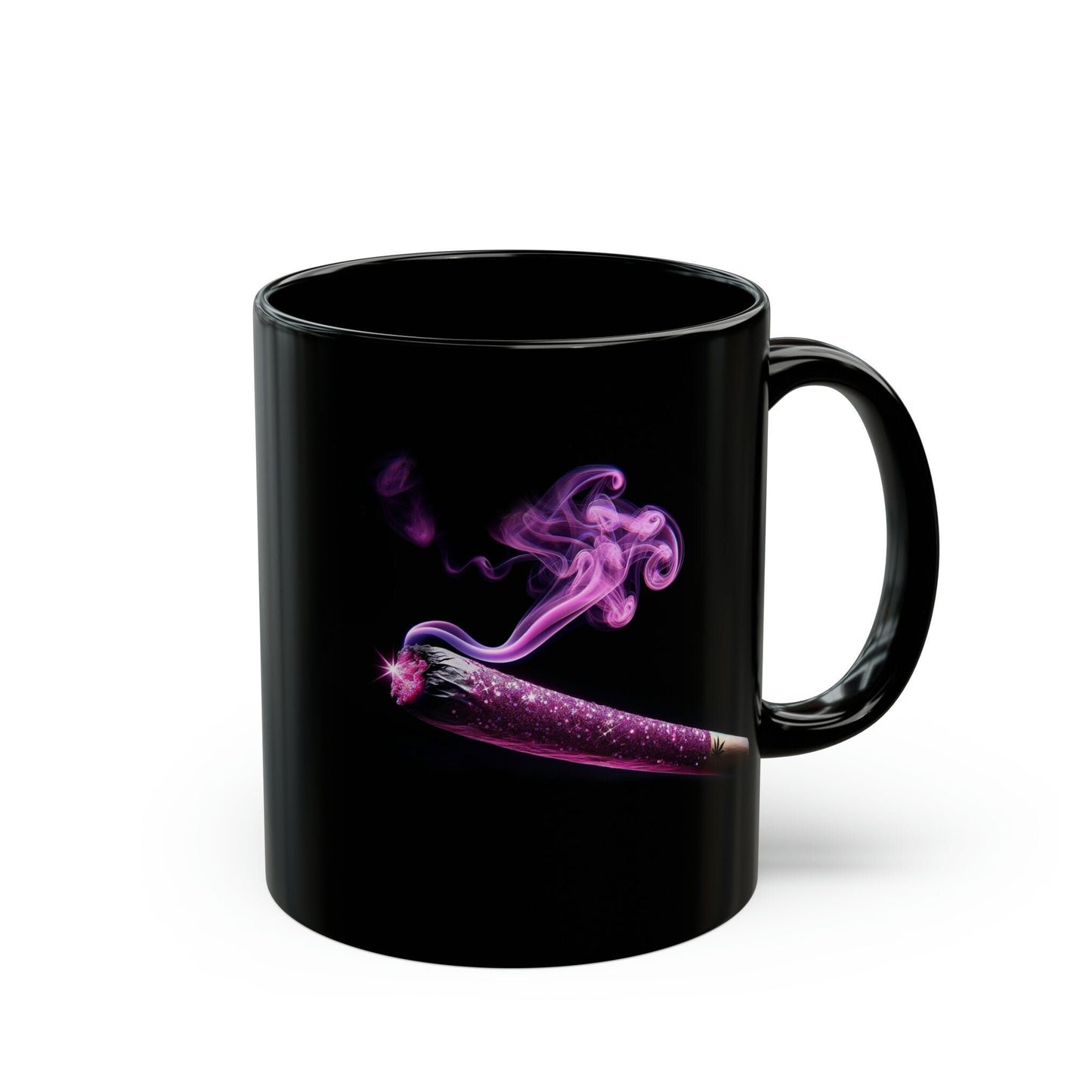 GLITTER JOINT Weed Mug - BLACK Themed Coffee Mugs - Perfect Gift for Smokers, Stoners, Marijuana Lovers, Growers; Smoker Enthusiasts
