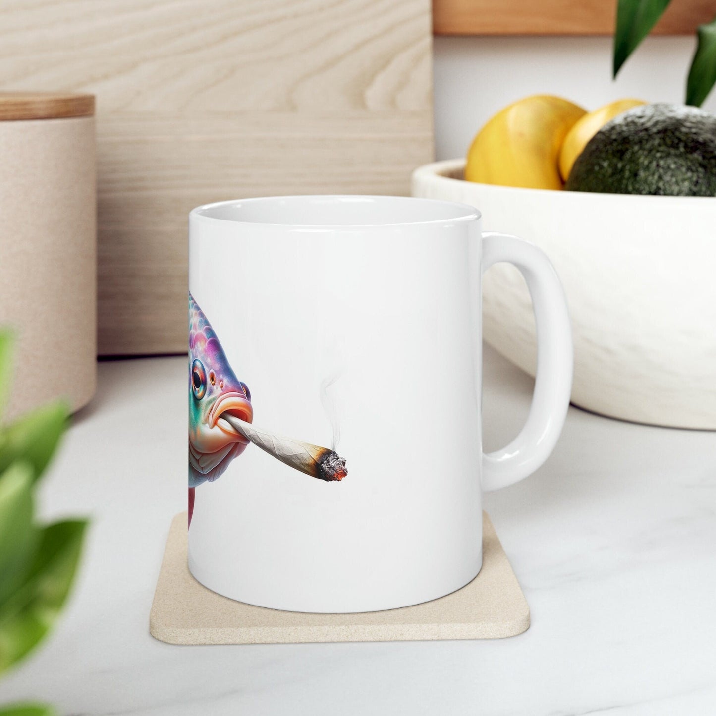 FISH - WEED Themed Coffee Mugs - Perfect Gift for Smokers, Stoners, Growers; Animal Lovers - Marijuana Mug for Wake and Bake
