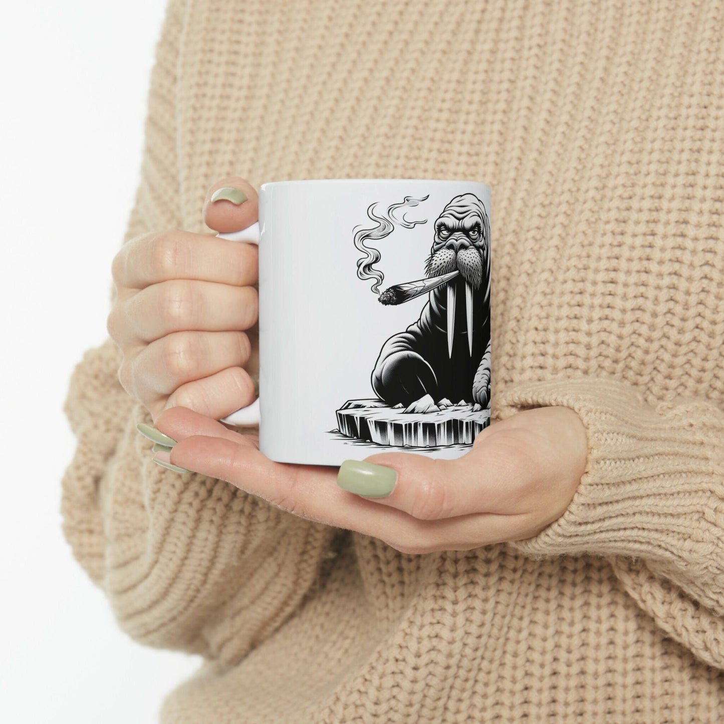WALRUS - WEED Themed Coffee Mugs - Perfect Gift for Smokers, Stoners, Growers; Animal Lovers - Marijuana Mug for Wake and Bake