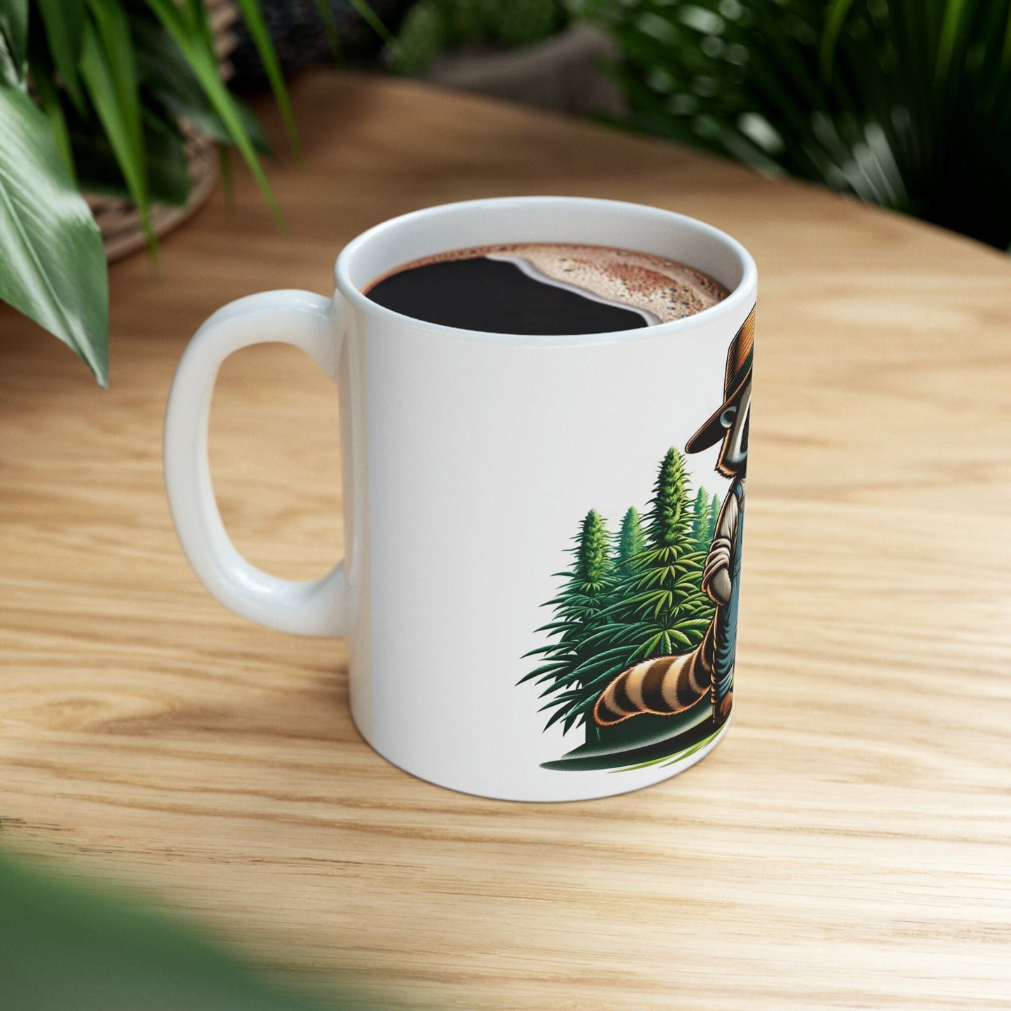 RACCOON - WEED Themed Coffee Mugs - Perfect Gift for Smokers, Stoners, Growers; Animal Lovers - Marijuana Mug for Wake and Bake