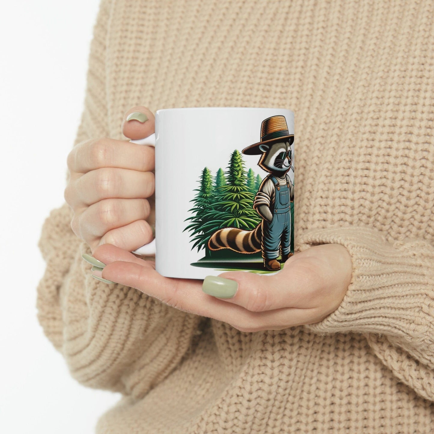 RACCOON - WEED Themed Coffee Mugs - Perfect Gift for Smokers, Stoners, Growers; Animal Lovers - Marijuana Mug for Wake and Bake