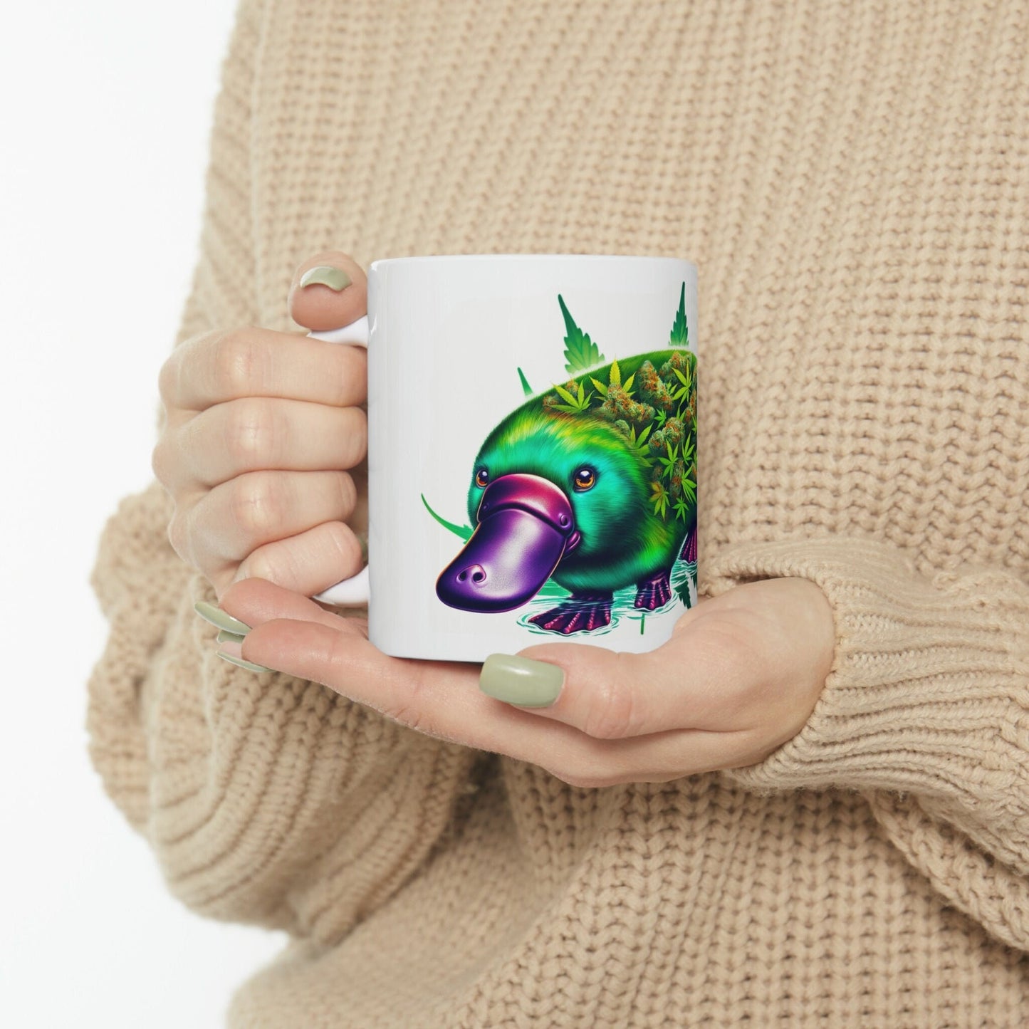 WEED PLATYPUS - Marijuana Themed Coffee Mugs - Perfect Gift for Smokers, Stoners, Growers; Animal Lovers - Weed Mug for Wake and Bake