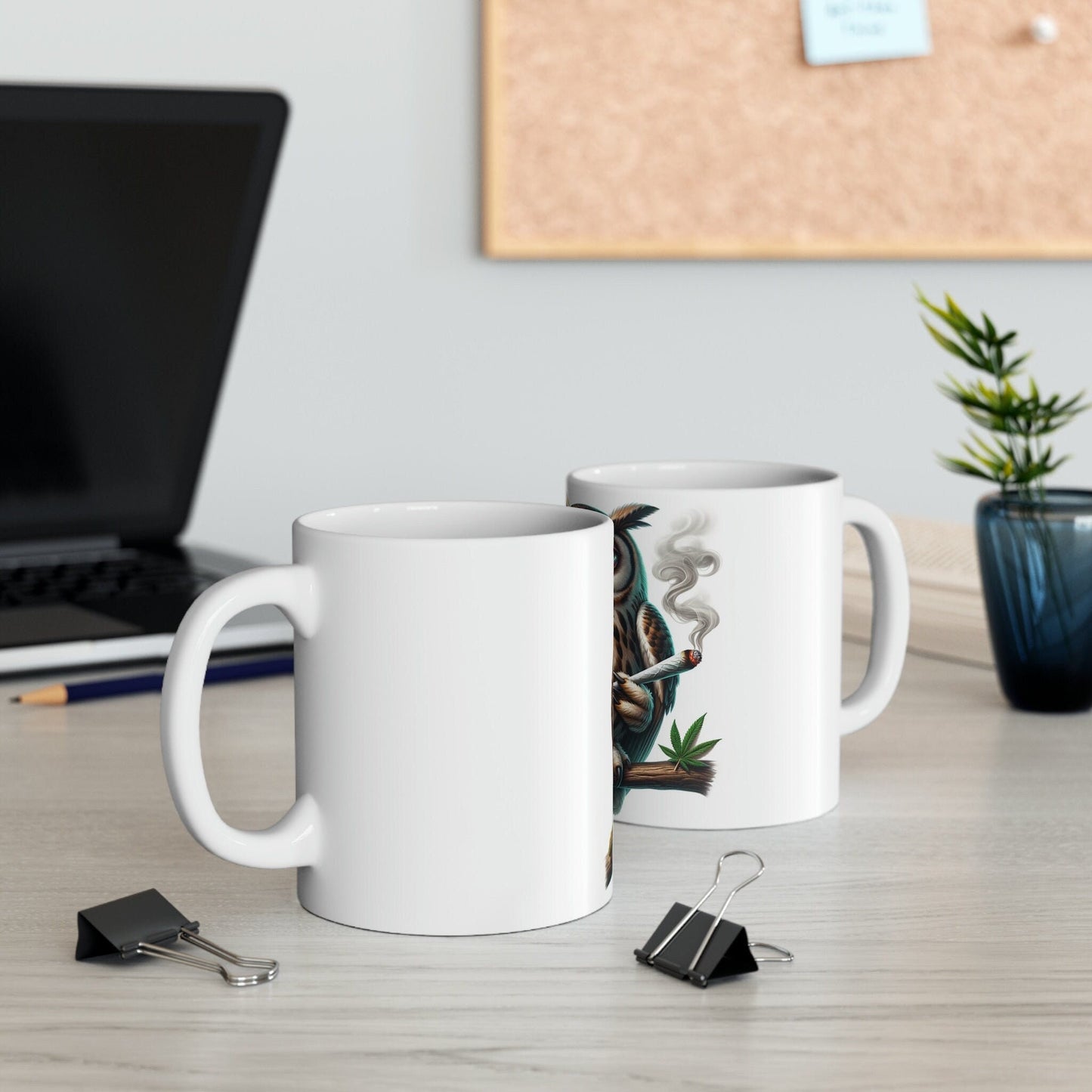Stoner OWL - WEED Themed Coffee Mugs - Perfect Gift for Smokers, Stoners, Growers; Animal Lovers - Marijuana Mug for Wake and Bake