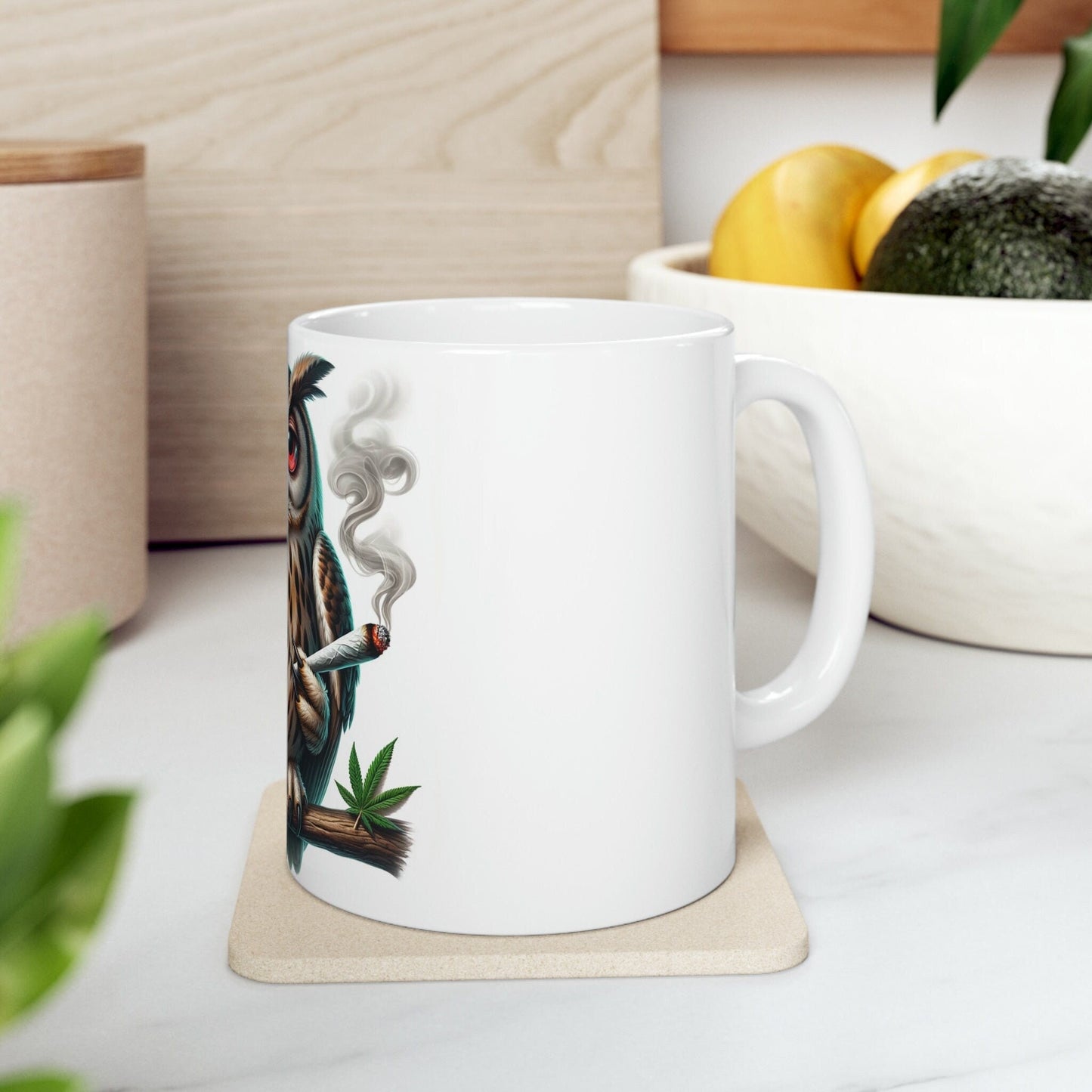 Stoner OWL - WEED Themed Coffee Mugs - Perfect Gift for Smokers, Stoners, Growers; Animal Lovers - Marijuana Mug for Wake and Bake
