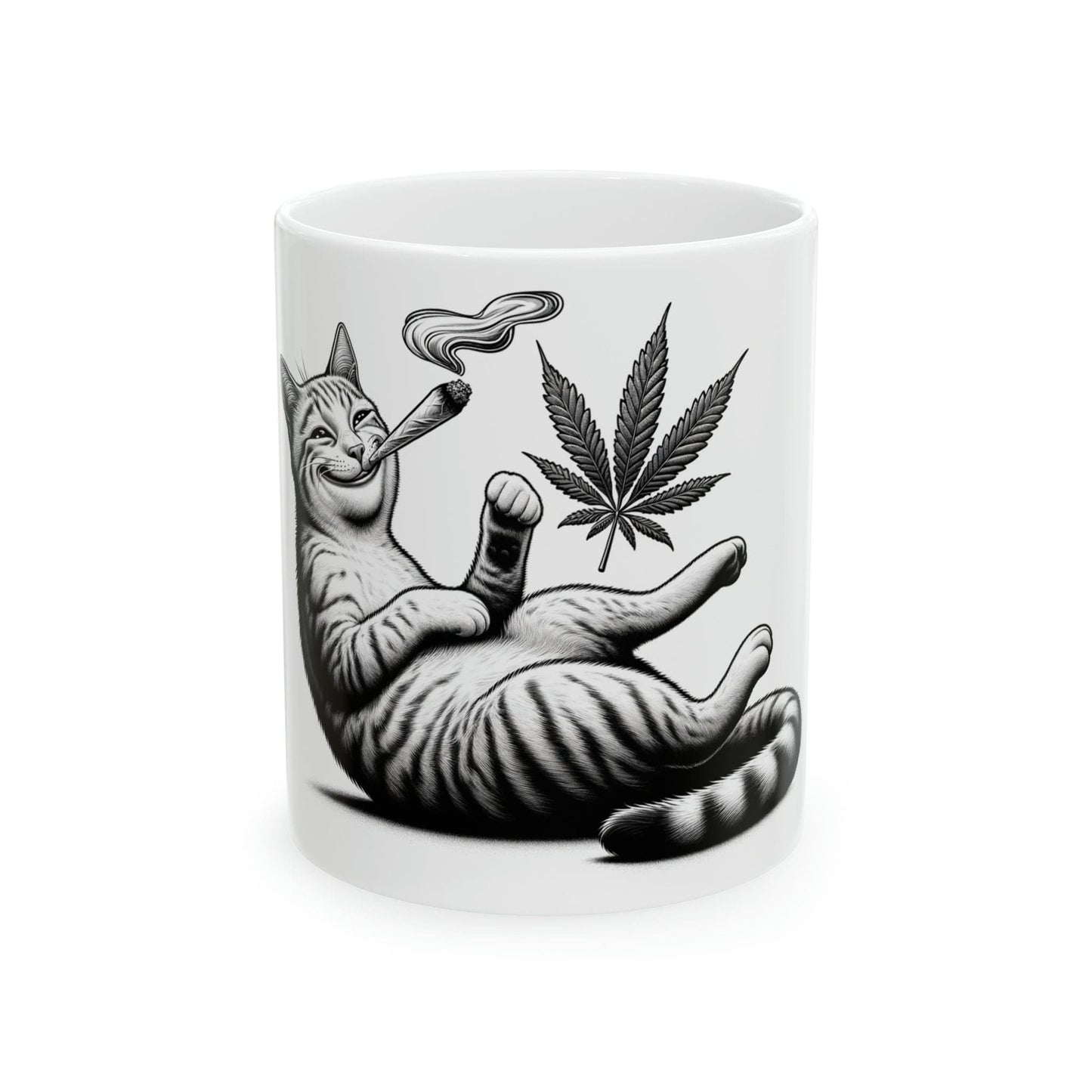 Stoner KITTY - WEED Themed Coffee Mugs - Perfect Gift for Smokers, Stoners, Growers; Animal Lovers - Marijuana Mug for Wake and Bake