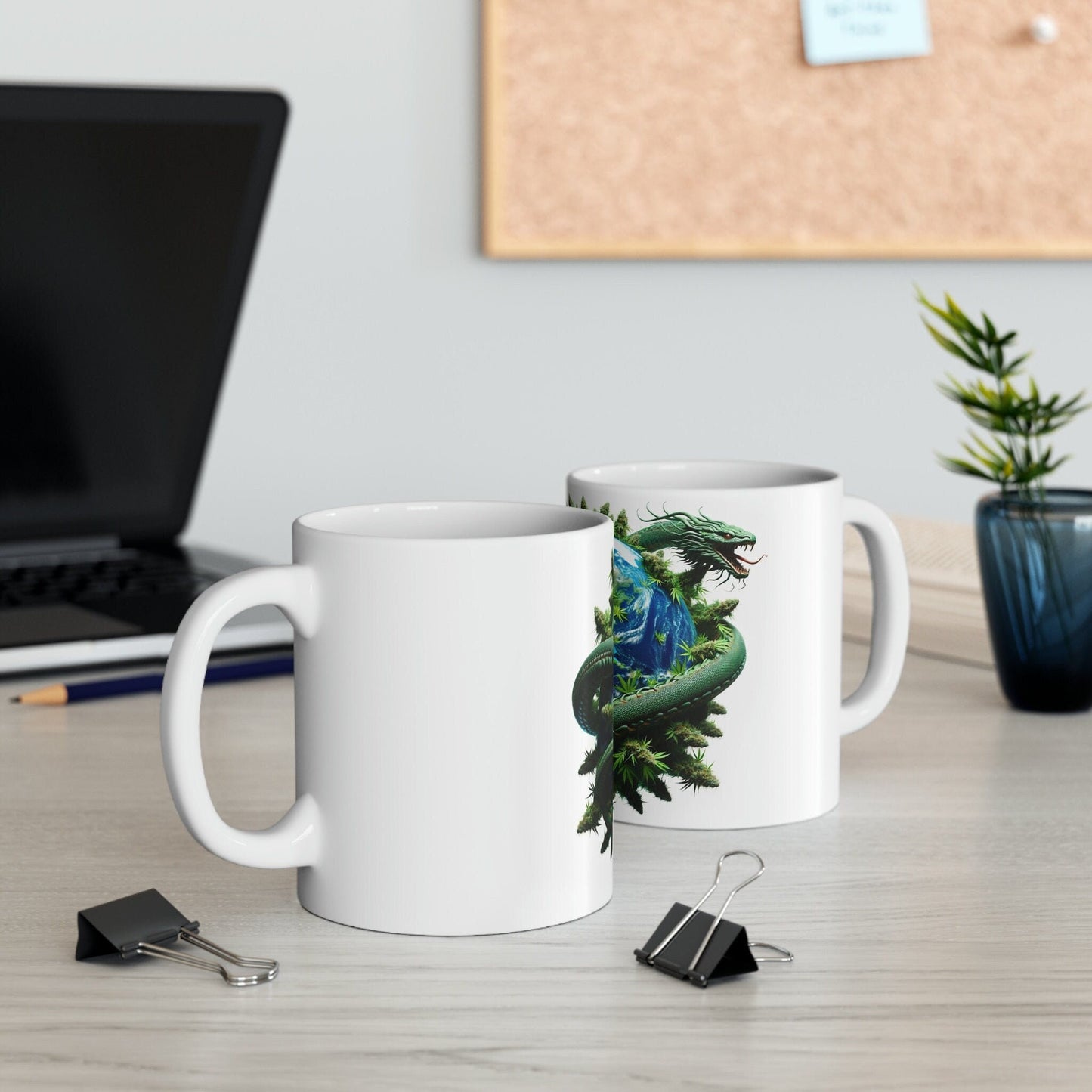 JORMUNGANDR - WEED Themed Coffee Mugs - Perfect Gift for Smokers, Stoners, Growers; Animal Lovers - Marijuana Mug for Wake and Bake