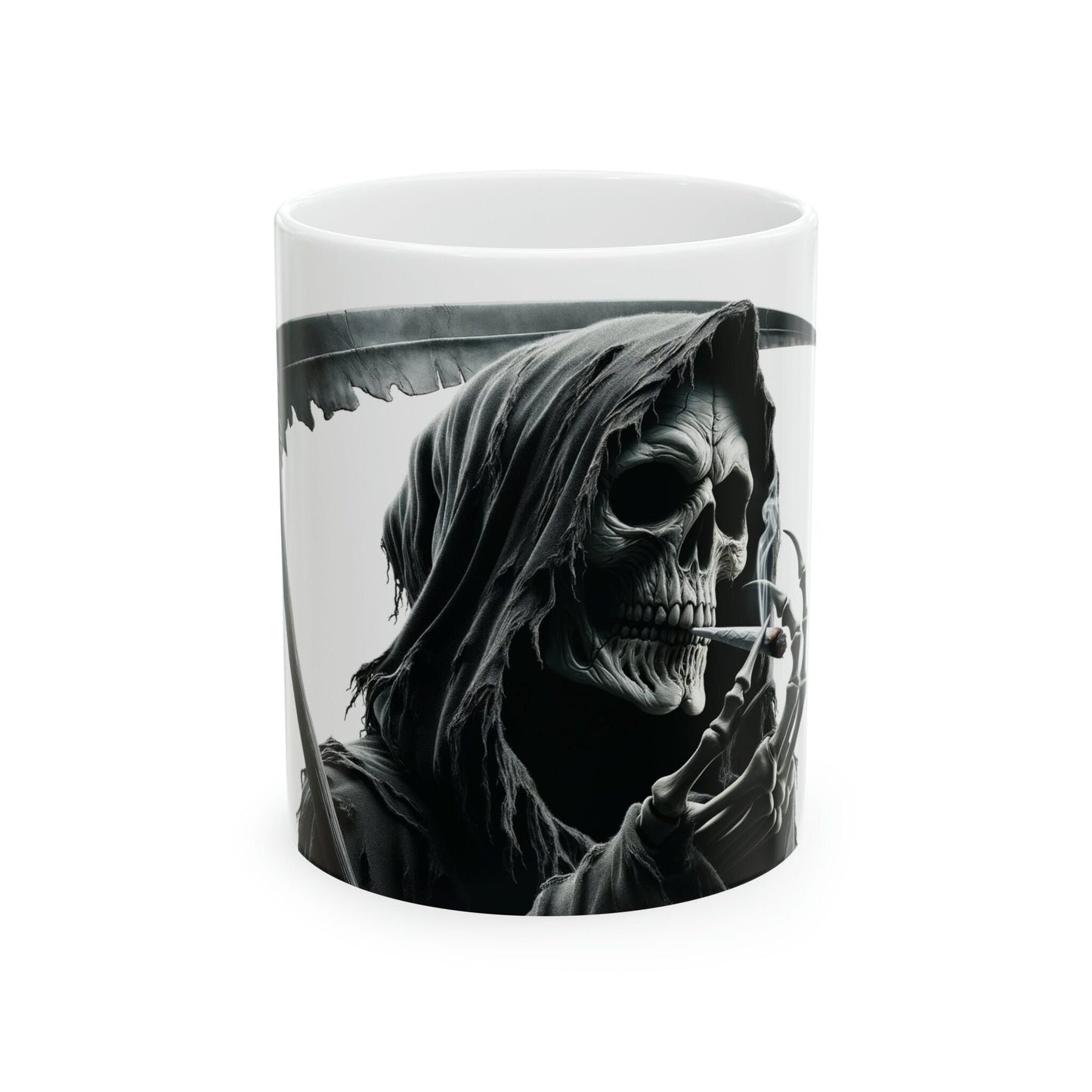 GRIM REAPER - WEED Themed Coffee Mugs - Perfect Gift for Smokers, Stoners, Growers; Animal Lovers - Marijuana Mug for Wake and Bake