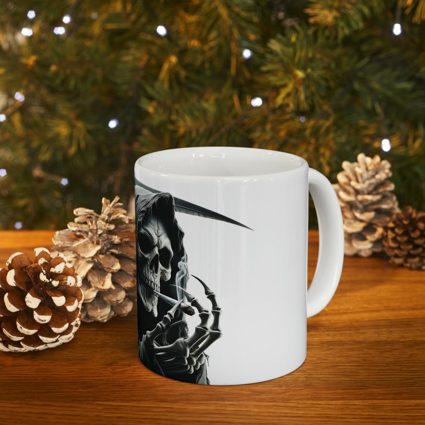 GRIM REAPER - WEED Themed Coffee Mugs - Perfect Gift for Smokers, Stoners, Growers; Animal Lovers - Marijuana Mug for Wake and Bake