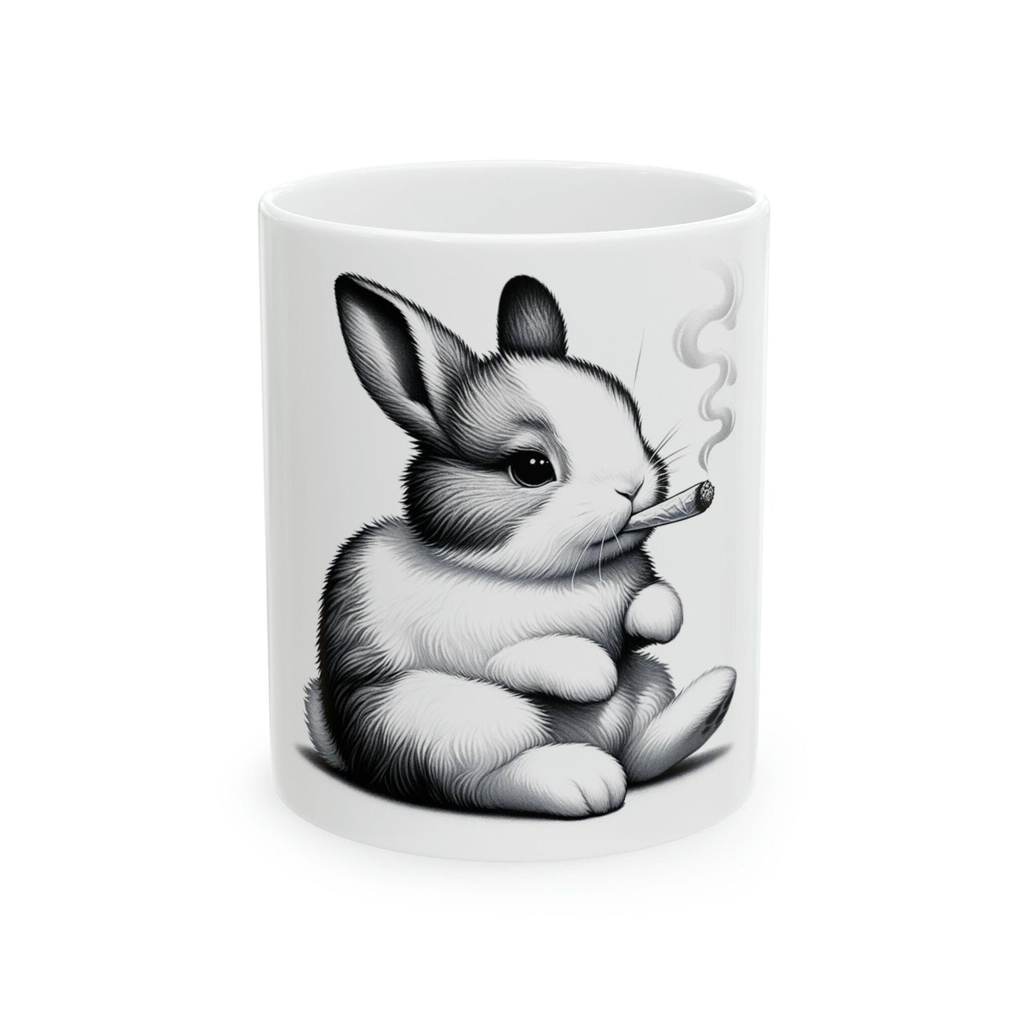 Smoking BUNNY - WEED Themed Coffee Mugs - Perfect Gift for Smokers, Stoners, Marijuana Lovers, Growers; Smoker - Wake and Bake