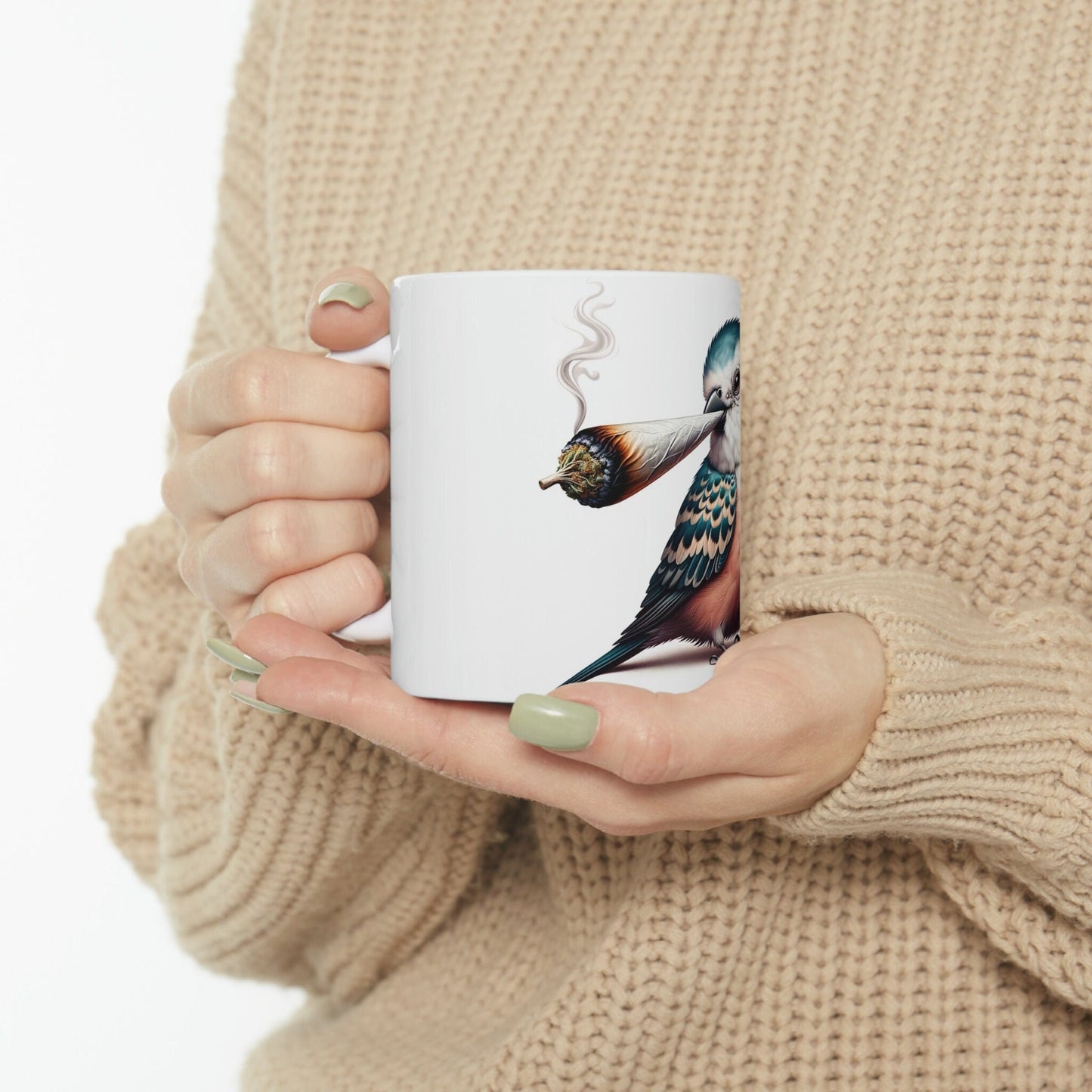 BIRDIE - WEED Themed Coffee Mugs - Perfect Gift for Smokers, Stoners, Marijuana Lovers, Growers; Smoker - Wake and Bake
