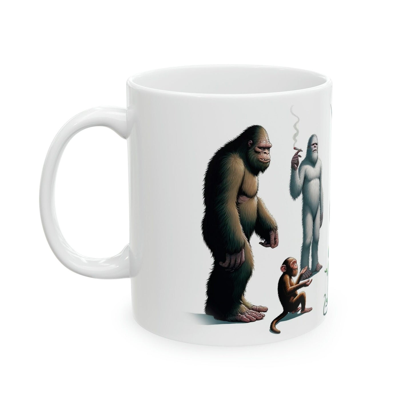 BIGFOOT & ALIEN Circle - WEED Themed Coffee Mugs - Perfect Gift for Smokers, Stoners, Marijuana Lover, Growers; Smokers - Wake and Bake