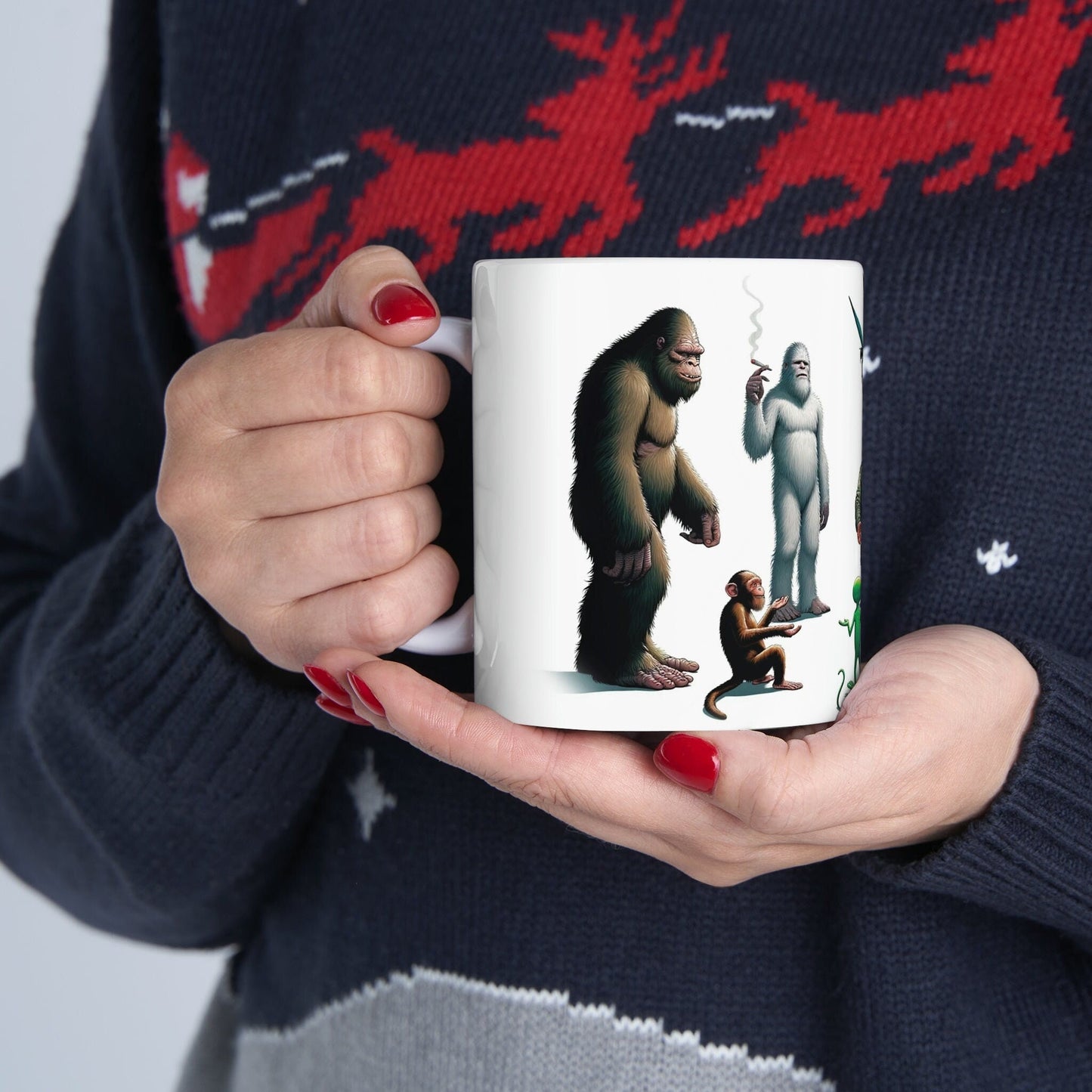 BIGFOOT & ALIEN Circle - WEED Themed Coffee Mugs - Perfect Gift for Smokers, Stoners, Marijuana Lover, Growers; Smokers - Wake and Bake