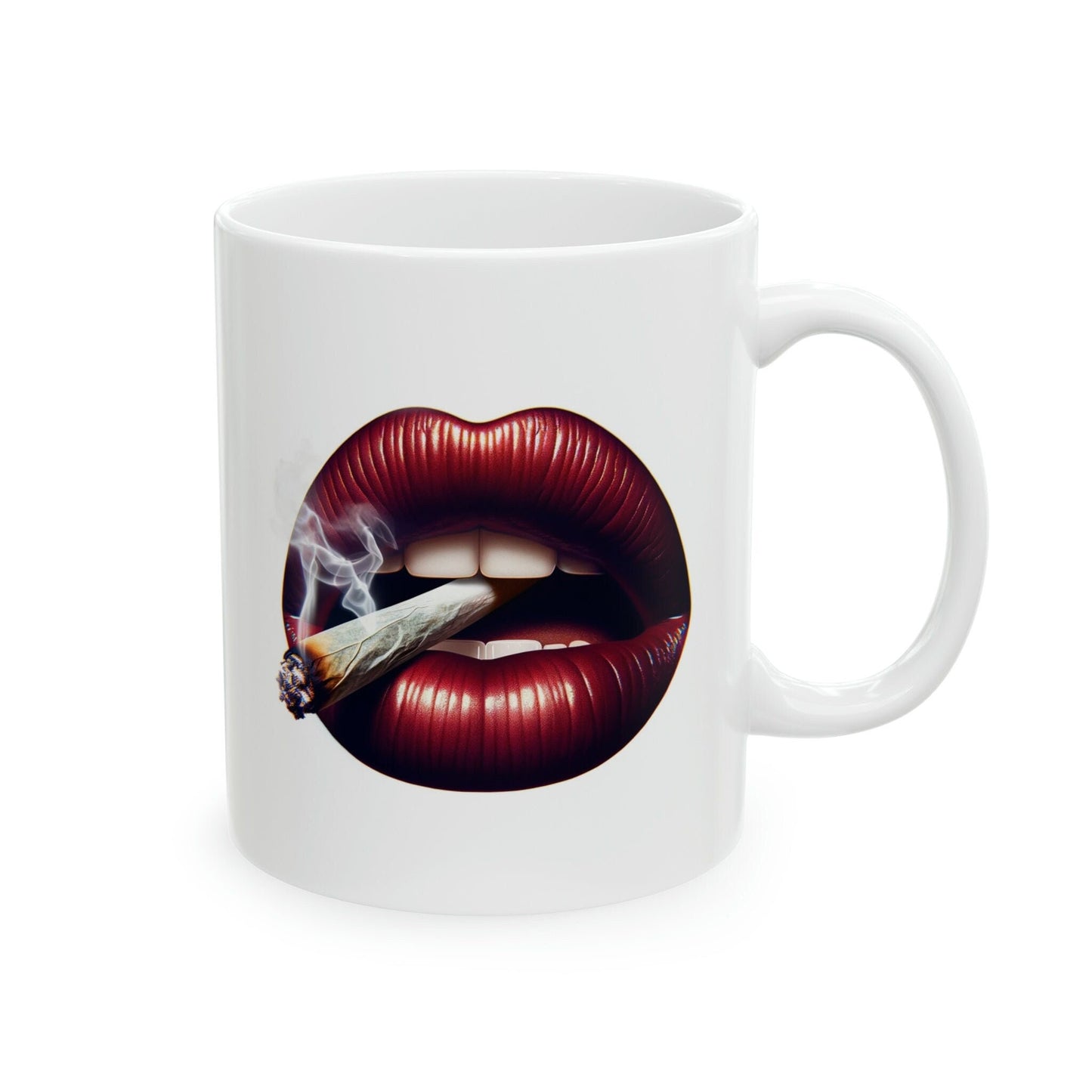 LIPS Joint Mug - WEED Themed Coffee Mugs - Perfect Gift for Smokers, Stoners, Marijuana Lovers, Growers; Smoker Enthusiasts