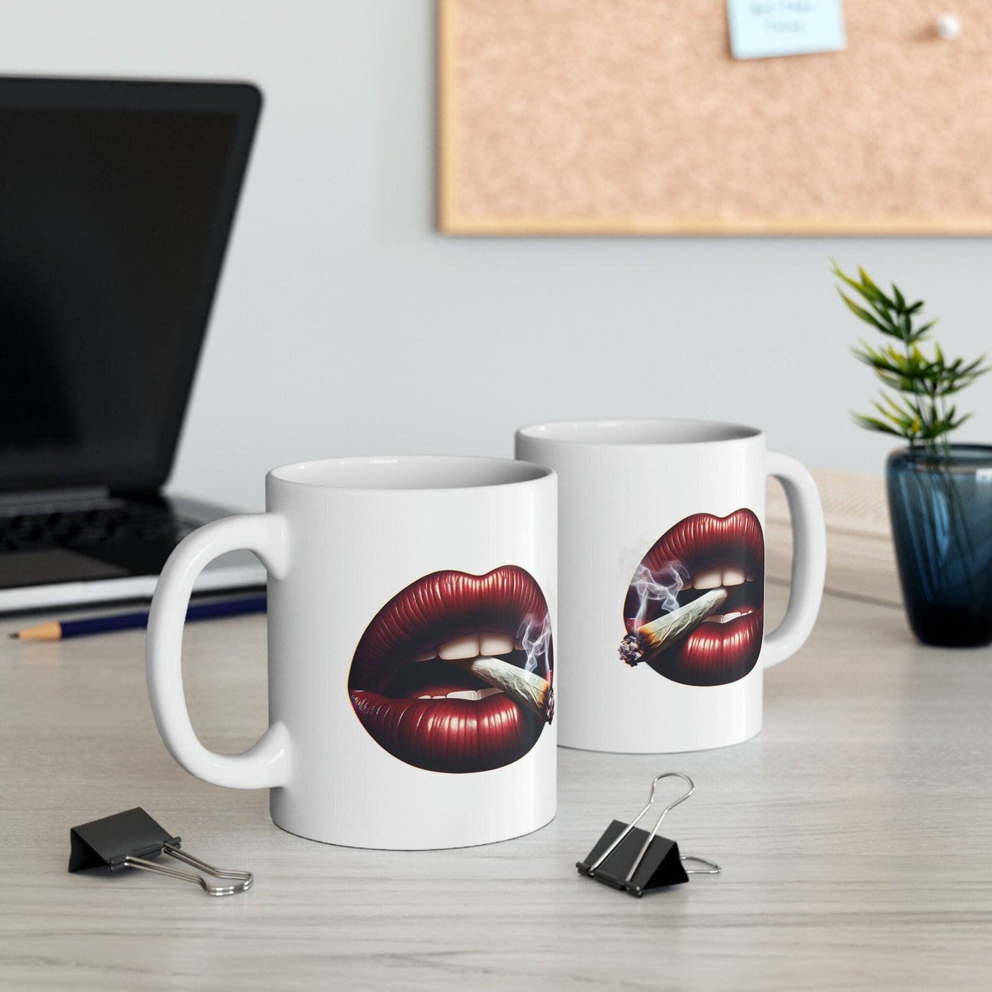 LIPS Joint Mug - WEED Themed Coffee Mugs - Perfect Gift for Smokers, Stoners, Marijuana Lovers, Growers; Smoker Enthusiasts
