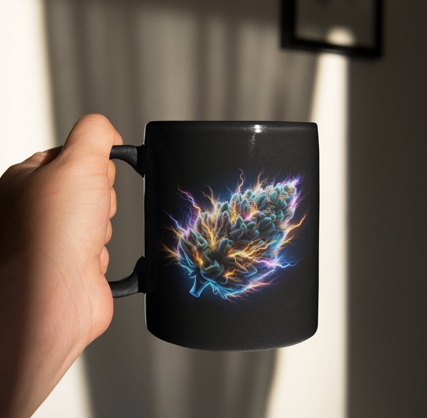 CHARGED WEED - BLACK Themed Coffee Mugs - Perfect Gift for Smokers, Stoners, Marijuana Lovers, Growers; Weed or Smoke Enthusiasts