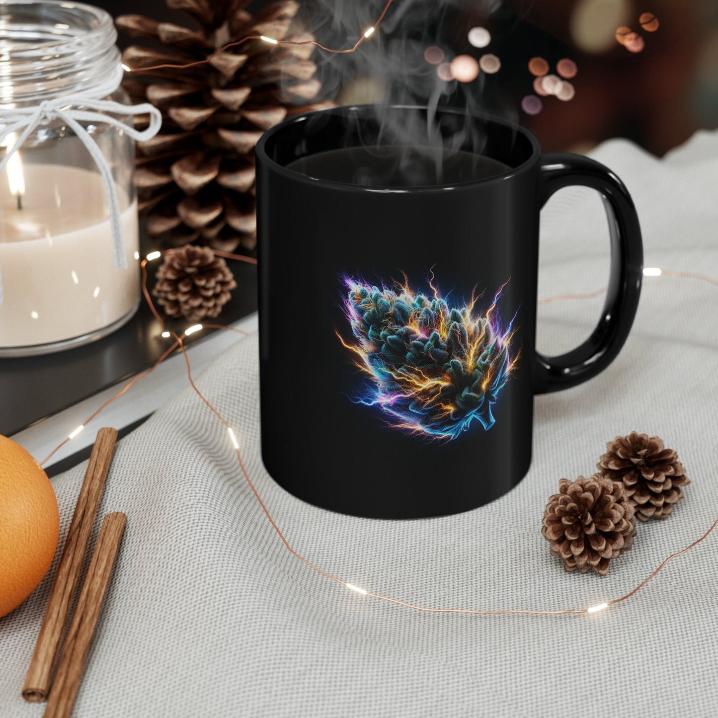 CHARGED WEED - BLACK Themed Coffee Mugs - Perfect Gift for Smokers, Stoners, Marijuana Lovers, Growers; Weed or Smoke Enthusiasts