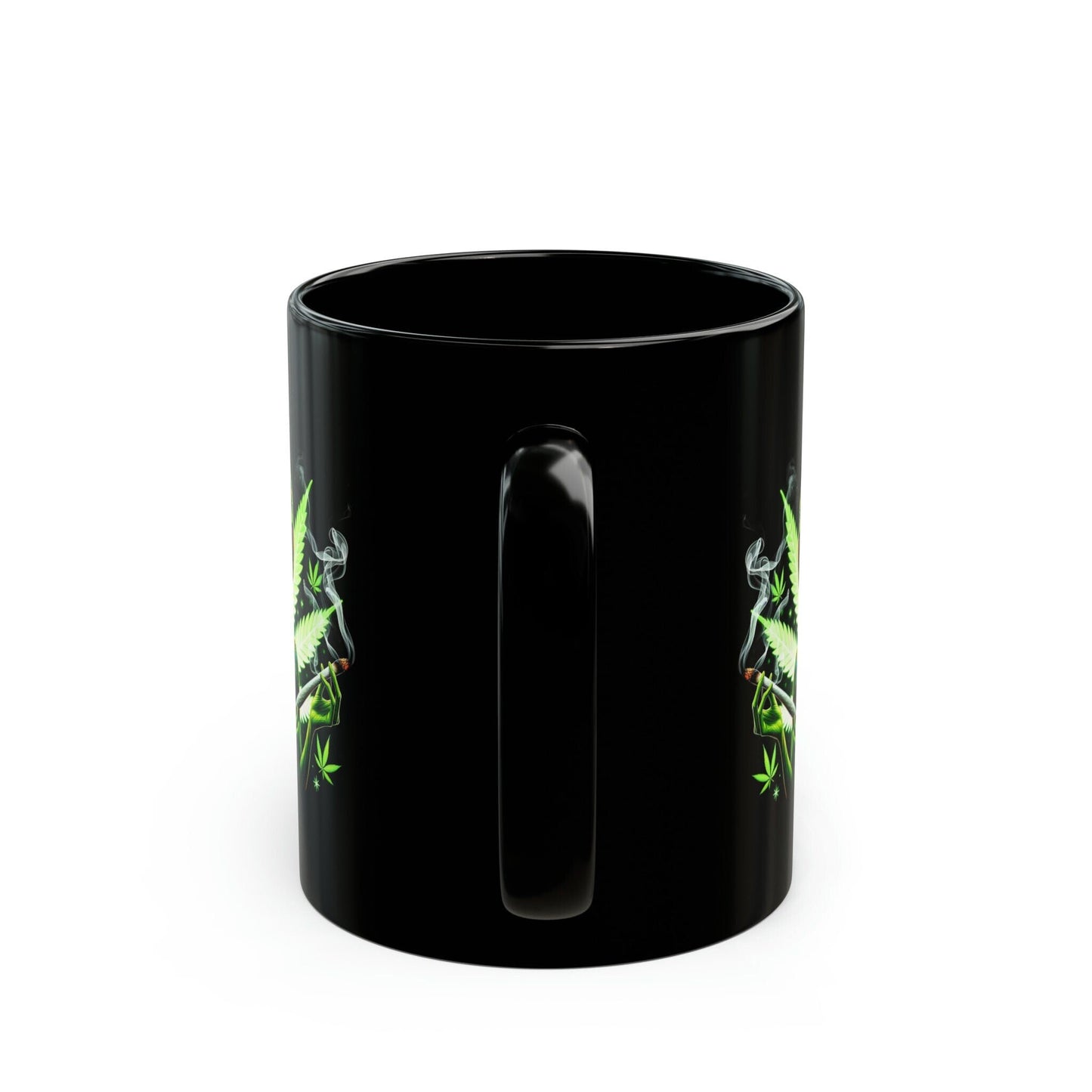 WEED ALIEN Mug - BLACK Themed Coffee Mugs - Perfect Gift for Smokers, Stoners, Marijuana Lovers, Growers; Weed or Space Enthusiasts