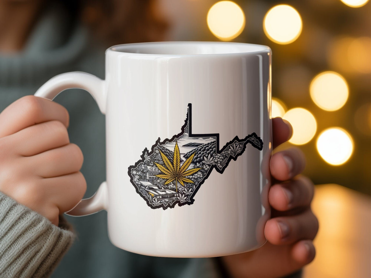 WEST VIRGINIA Weed Mug - State Themed Coffee Mugs, Marijuana Graphic - Perfect Gift for Smokers, Weed Lovers, Stoners - Cannabis Decor