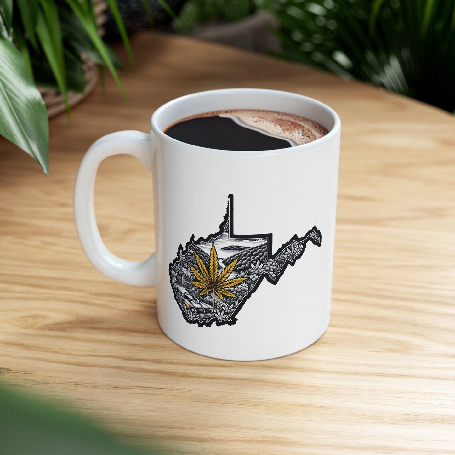 WEST VIRGINIA Weed Mug - State Themed Coffee Mugs, Marijuana Graphic - Perfect Gift for Smokers, Weed Lovers, Stoners - Cannabis Decor