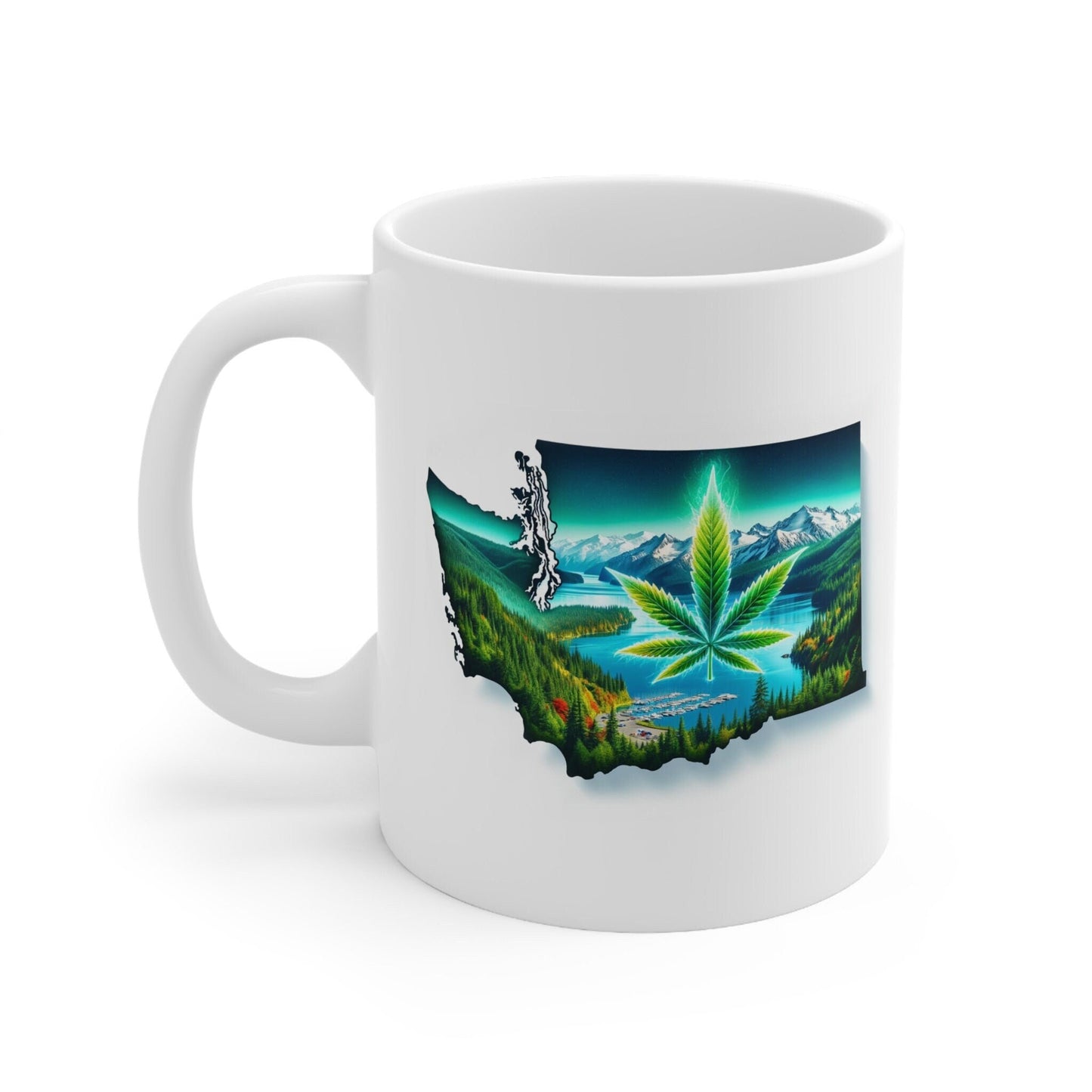 WASHINGTON Weed Mug - State Themed Coffee Mugs, Marijuana Graphic - Perfect Gift for Smokers, Weed Lovers, Stoners - Cannabis Decor