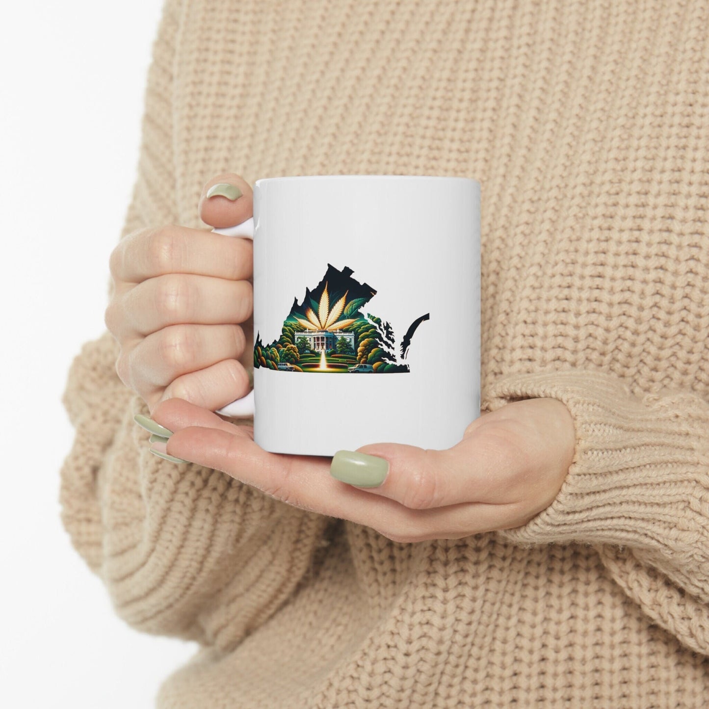 VIRGINIA Weed Mug - State Themed Coffee Mugs, Marijuana Graphic - Perfect Gift for Smokers, Weed Lovers, Stoners - Cannabis Decor