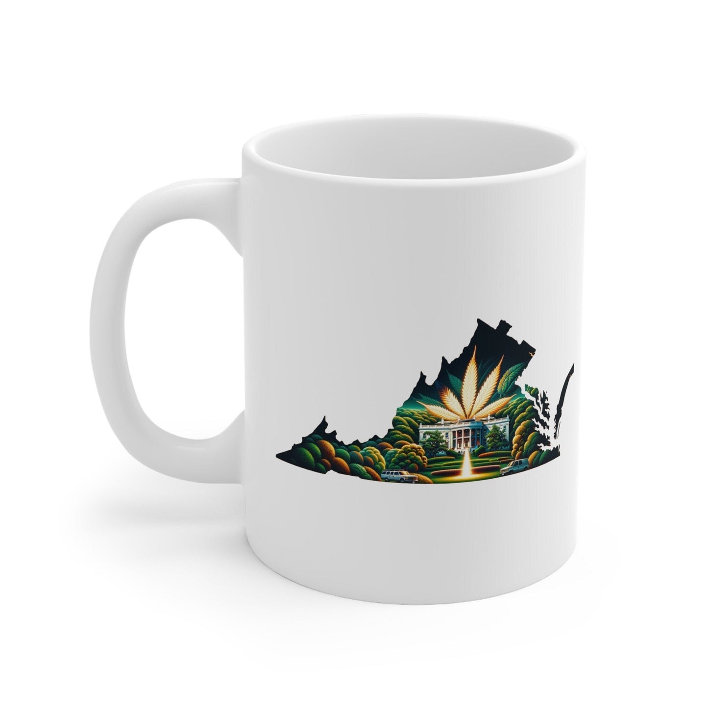 VIRGINIA Weed Mug - State Themed Coffee Mugs, Marijuana Graphic - Perfect Gift for Smokers, Weed Lovers, Stoners - Cannabis Decor