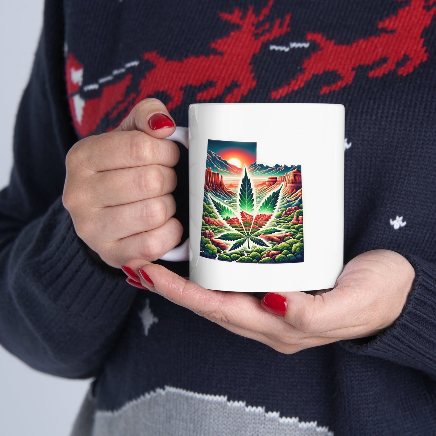 UTAH Weed Mug - State Themed Coffee Mugs, Marijuana Graphic - Perfect Gift for Smokers, Weed Lovers, Stoners - Cannabis Decor