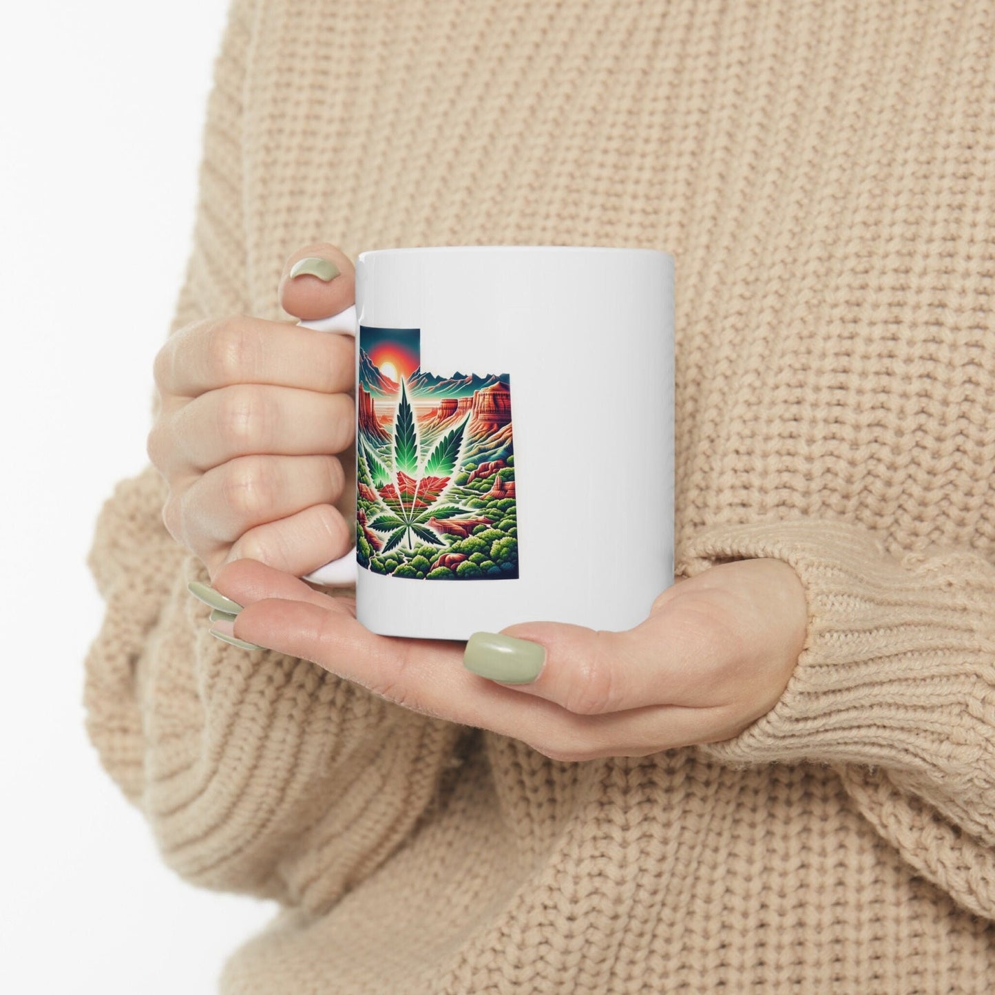 UTAH Weed Mug - State Themed Coffee Mugs, Marijuana Graphic - Perfect Gift for Smokers, Weed Lovers, Stoners - Cannabis Decor