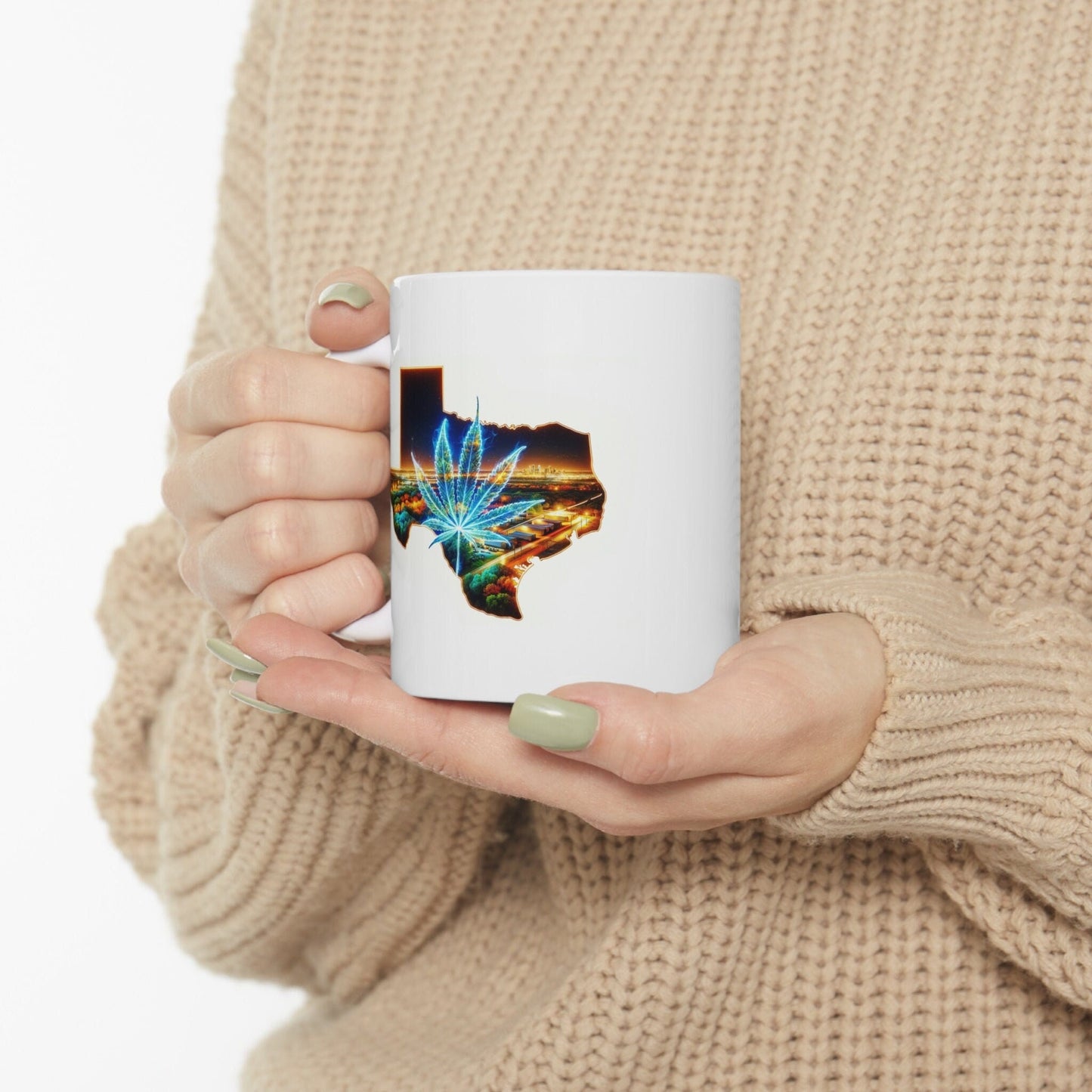 TEXAS Weed Mug - State Themed Coffee Mugs, Marijuana Graphic - Perfect Gift for Smokers, Weed Lovers, Stoners - Cannabis Decor