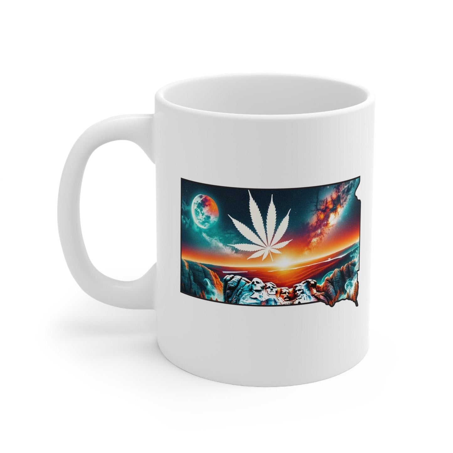 SOUTH DAKOTA Weed Mug - State Themed Coffee Mugs, Marijuana Graphic - Perfect Gift for Smokers, Weed Lovers, Stoners - Cannabis Decor