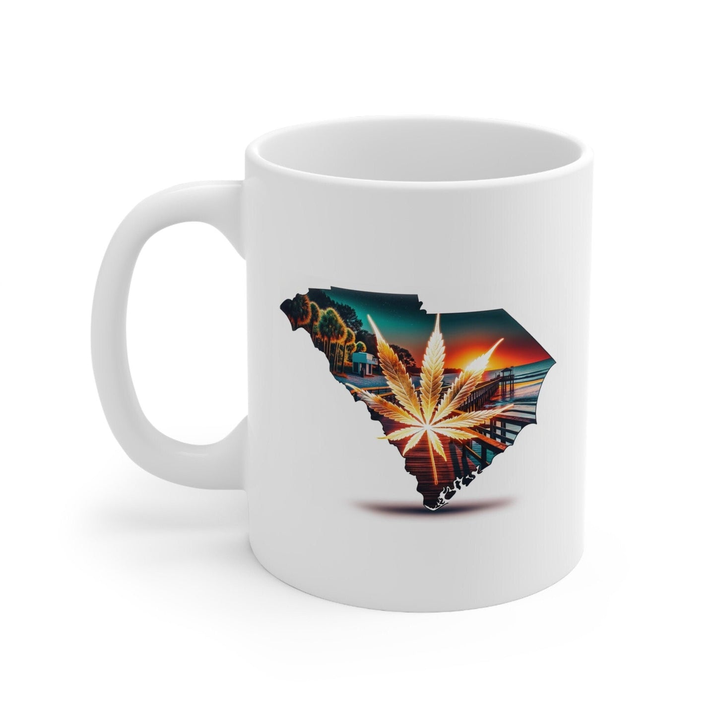 SOUTH CAROLINA Weed Mug - State Themed Coffee Mugs, Marijuana Graphic - Perfect Gift for Smokers, Weed Lovers, Stoners - Cannabis Decor