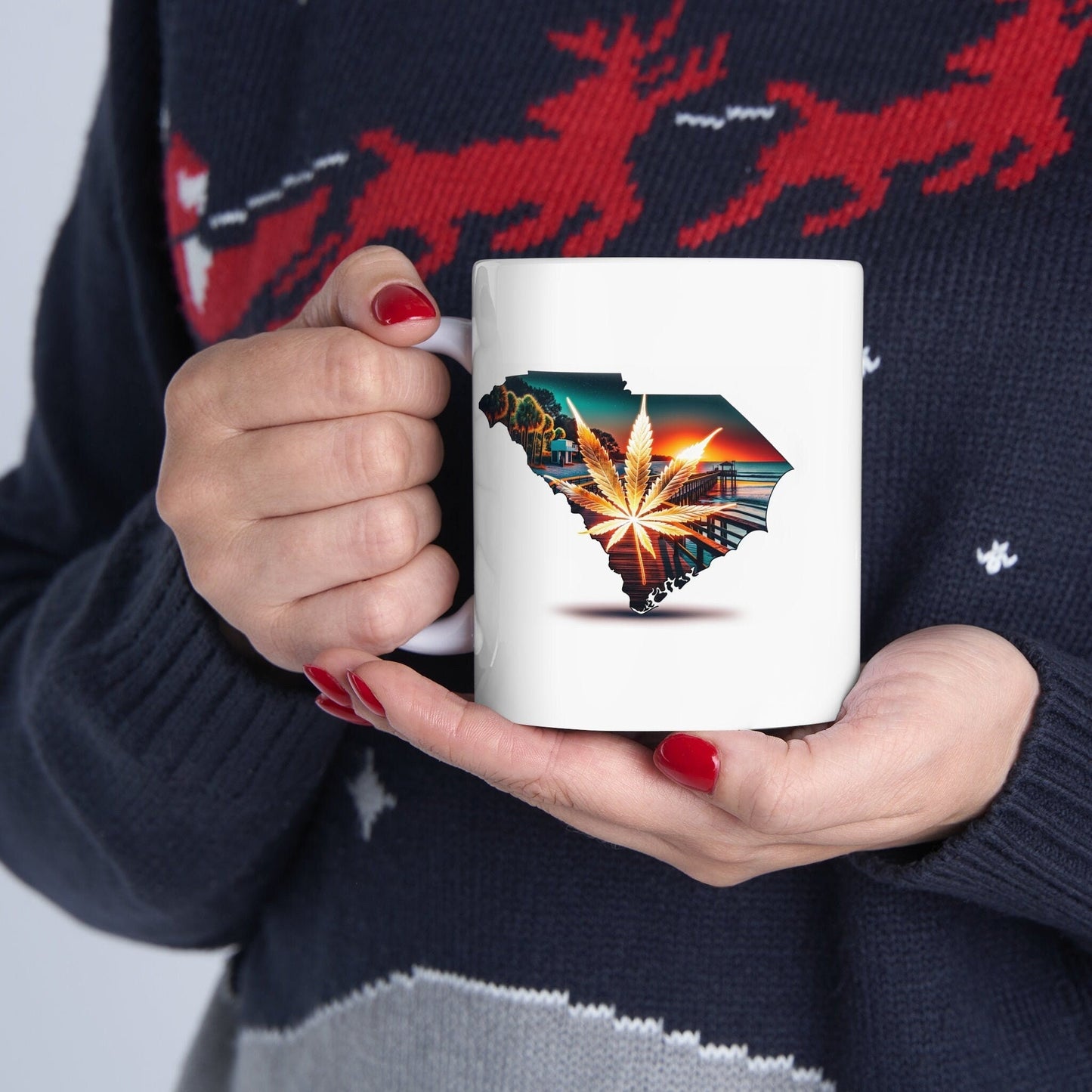 SOUTH CAROLINA Weed Mug - State Themed Coffee Mugs, Marijuana Graphic - Perfect Gift for Smokers, Weed Lovers, Stoners - Cannabis Decor