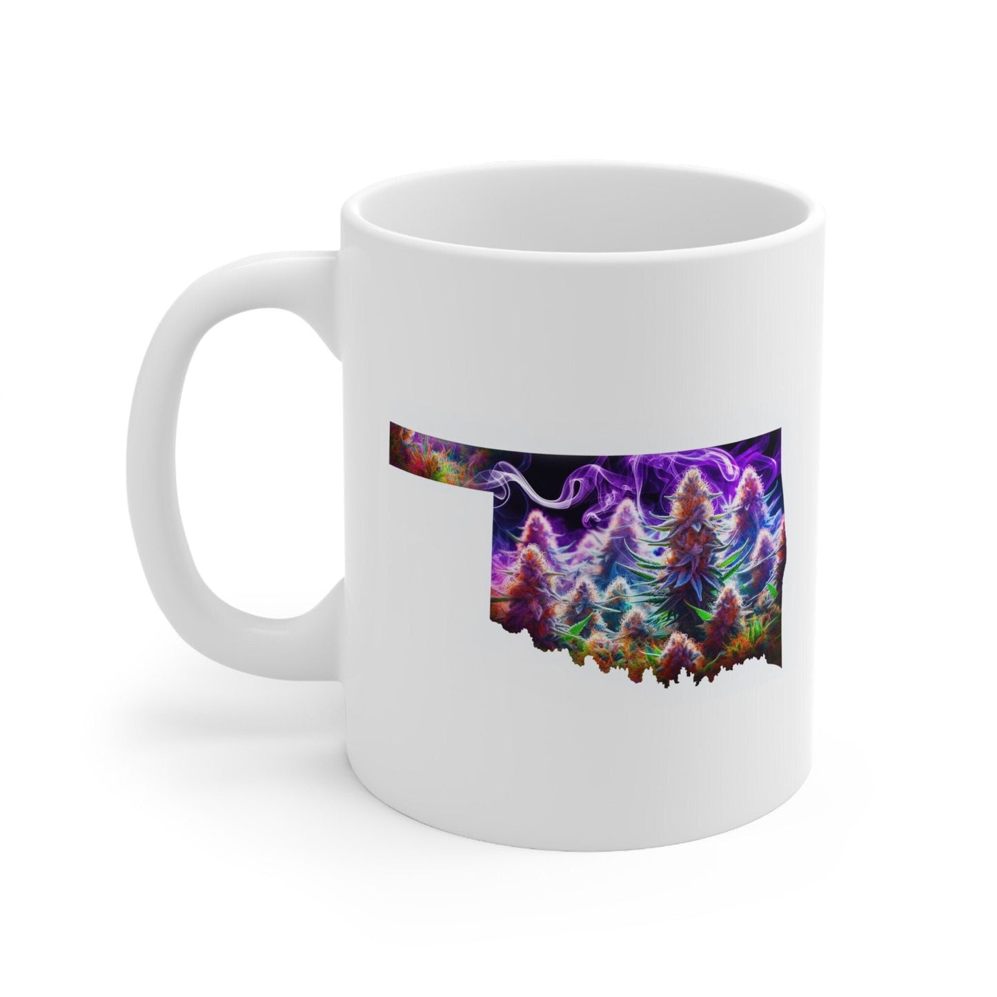 OKLAHOMA Weed Mug - State Themed Coffee Mugs, Marijuana Graphic - Perfect Gift for Smokers, Weed Lovers, Stoners - Cannabis Decor