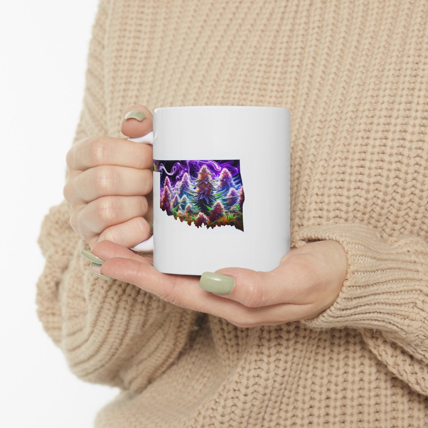 OKLAHOMA Weed Mug - State Themed Coffee Mugs, Marijuana Graphic - Perfect Gift for Smokers, Weed Lovers, Stoners - Cannabis Decor