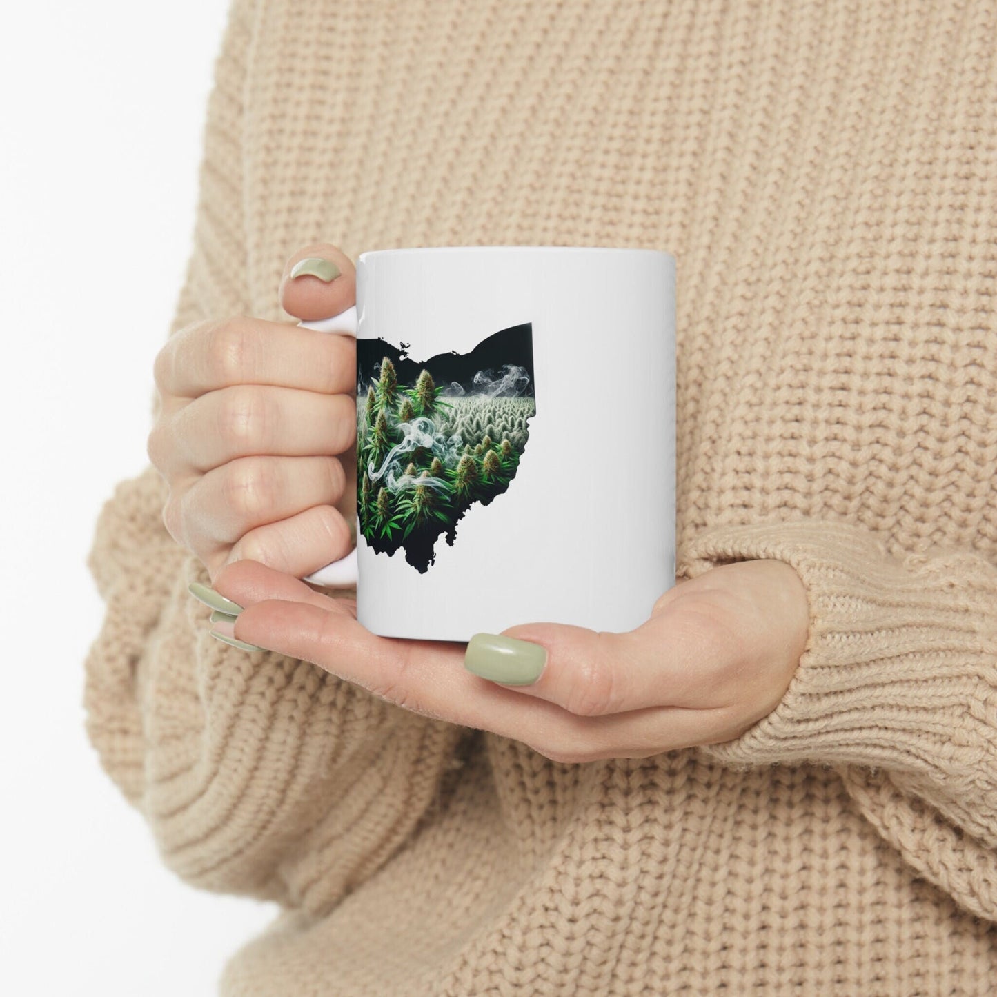 OHIO Weed Mug - State Themed Coffee Mugs, Marijuana Graphic - Perfect Gift for Smokers, Weed Lovers, Stoners - Cannabis Decor