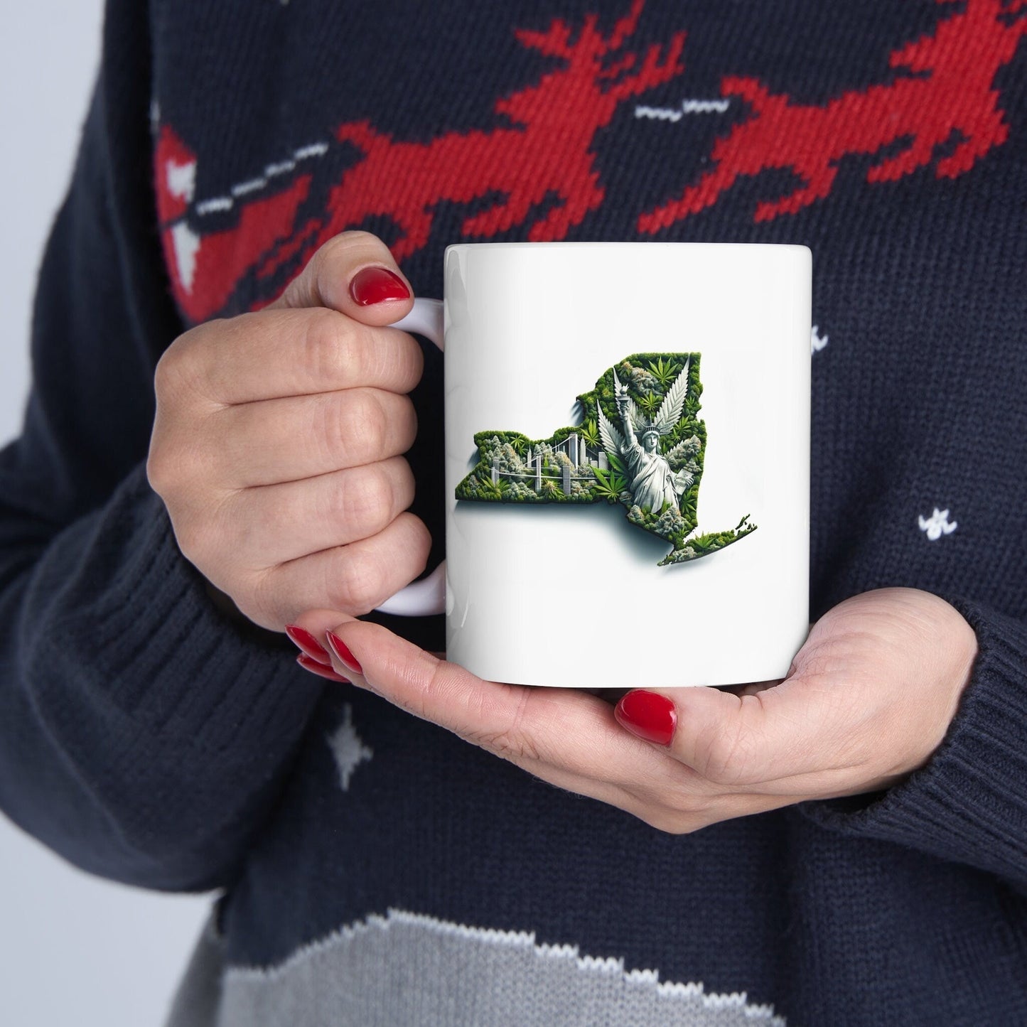 NEW YORK Weed Mug - State Themed Coffee Mugs, Marijuana Graphic - Perfect Gift for Smokers, Weed Lovers, Stoners - Cannabis Decor