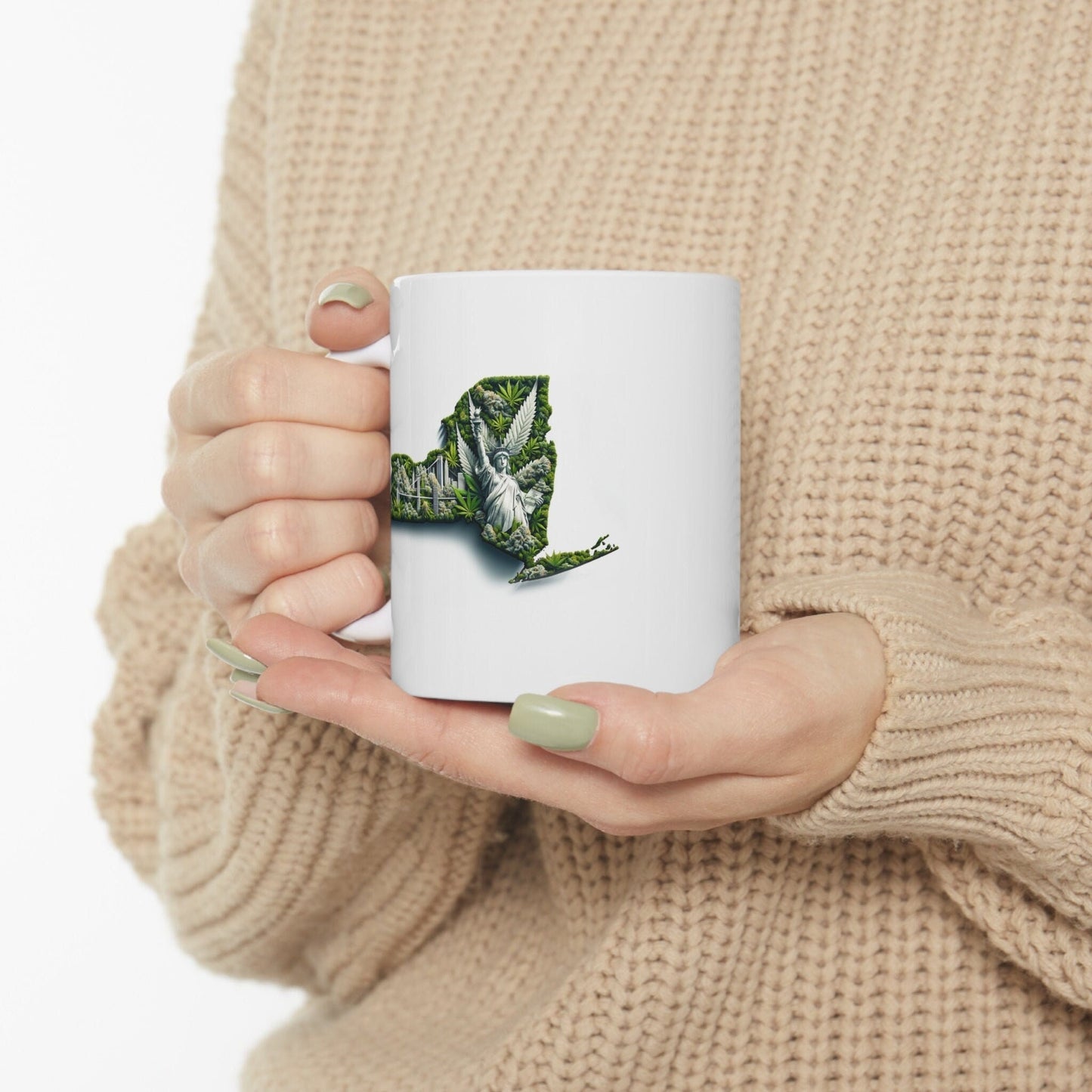 NEW YORK Weed Mug - State Themed Coffee Mugs, Marijuana Graphic - Perfect Gift for Smokers, Weed Lovers, Stoners - Cannabis Decor