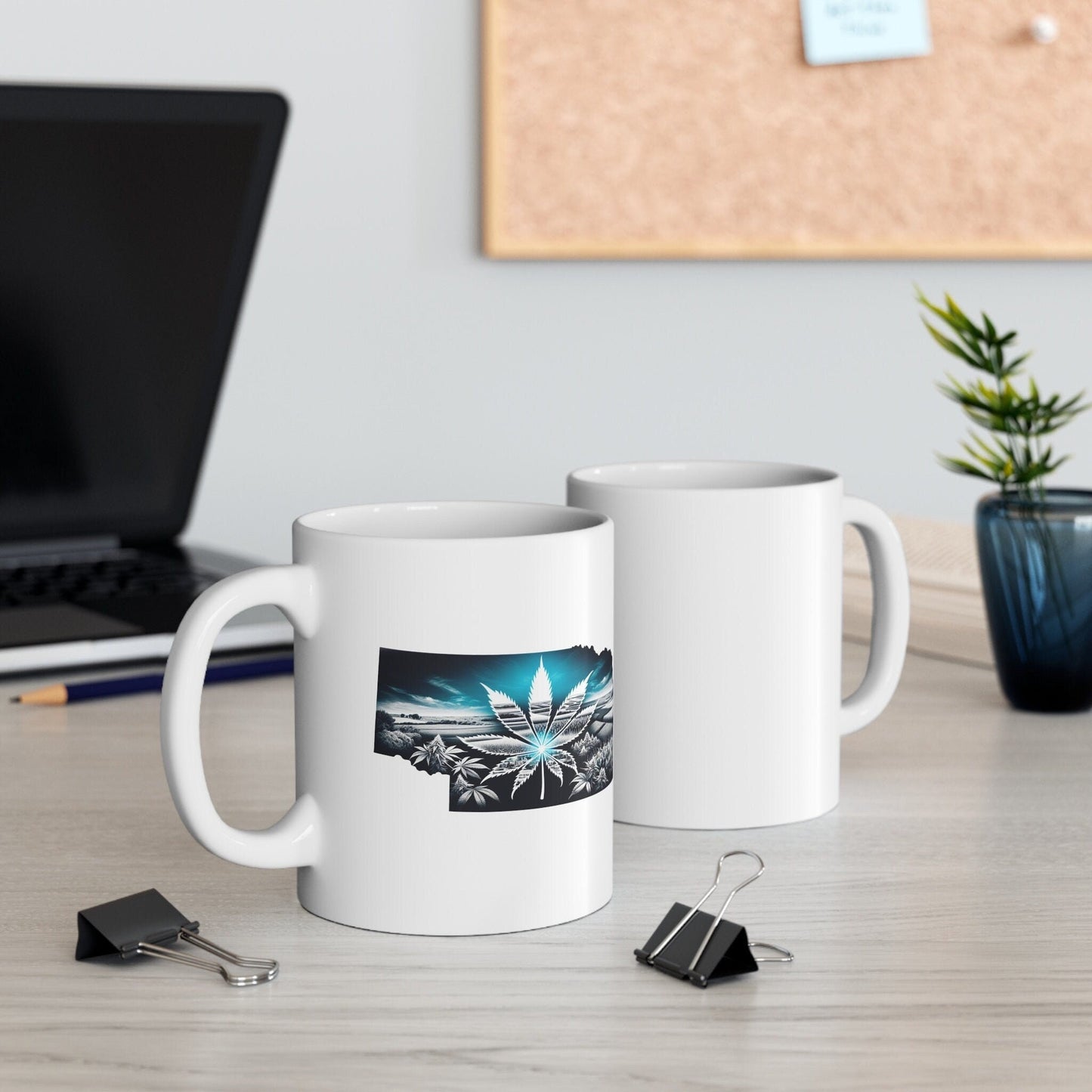NEBRASKA Weed Mug - State Themed Coffee Mugs, Marijuana Graphic - Perfect Gift for Smokers, Weed Lovers, Stoners - Cannabis Decor